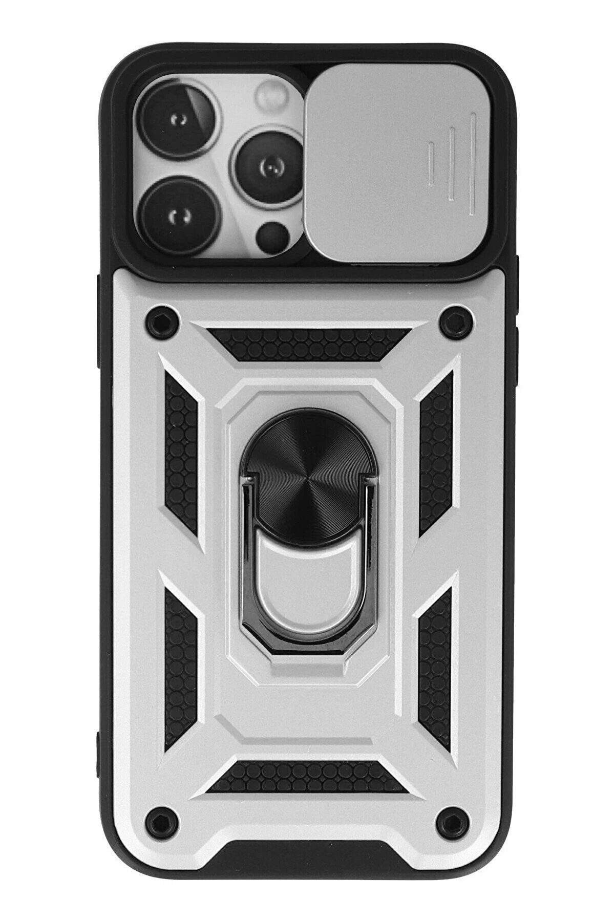 CepteToptan iPhone 13 Pro Kılıf Pars Lens Y&uuml;z&uuml;kl&uuml; Silikon - G&uuml;m&uuml;ş - DROPX7460-2477