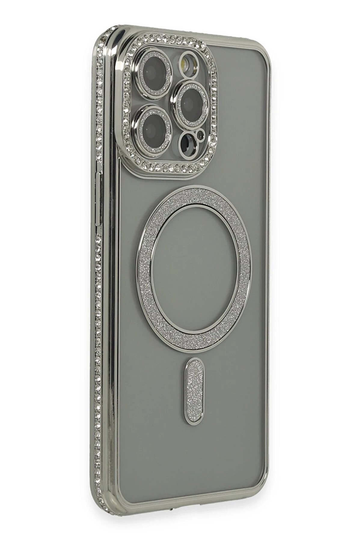 CepteToptan iPhone 15 Pro Kılıf Joke Simli Magneticsafe Kılıf - Gri - DROPX9299-1848