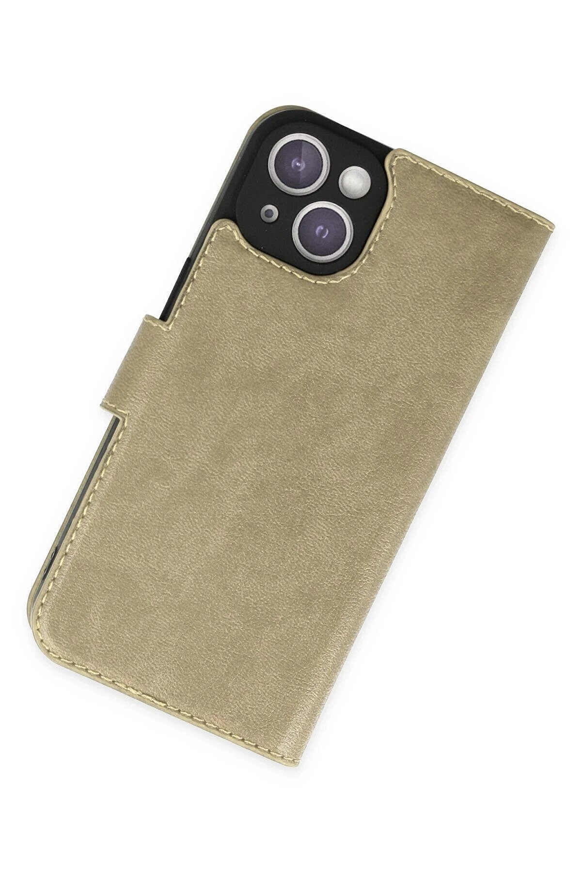 İphone 14 Plus Kılıf Trend S Plus Kapaklı Kılıf - Gold - Dropx3775-1268