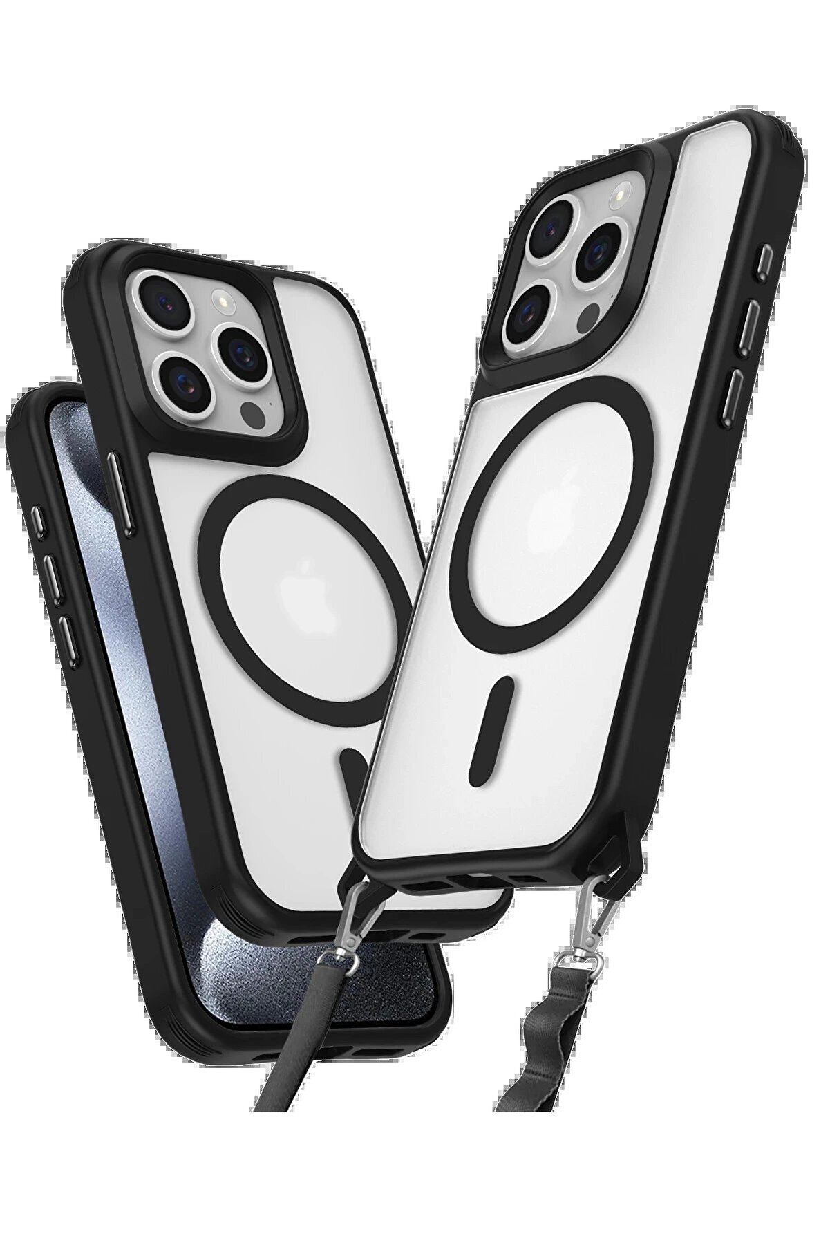 CepteToptan iPhone 15 Pro Max Kılıf Enka Magsafe Silikon Kılıf - Siyah - DROPX8062-3115