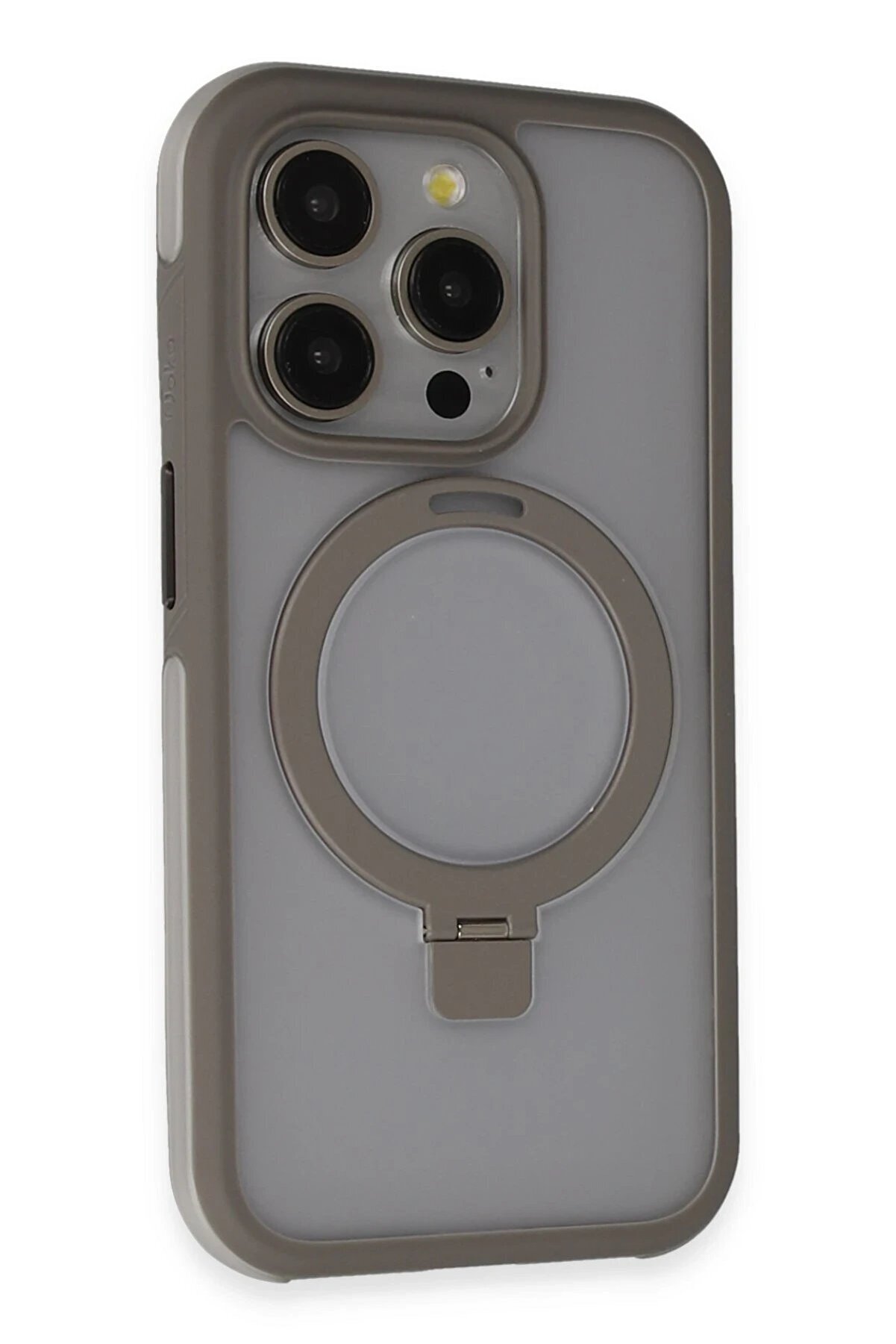 CepteToptan iPhone 15 Pro Max Zorda Airbag Magsafe Standlı Kapak - Titan Gri - DROPX5717-5446