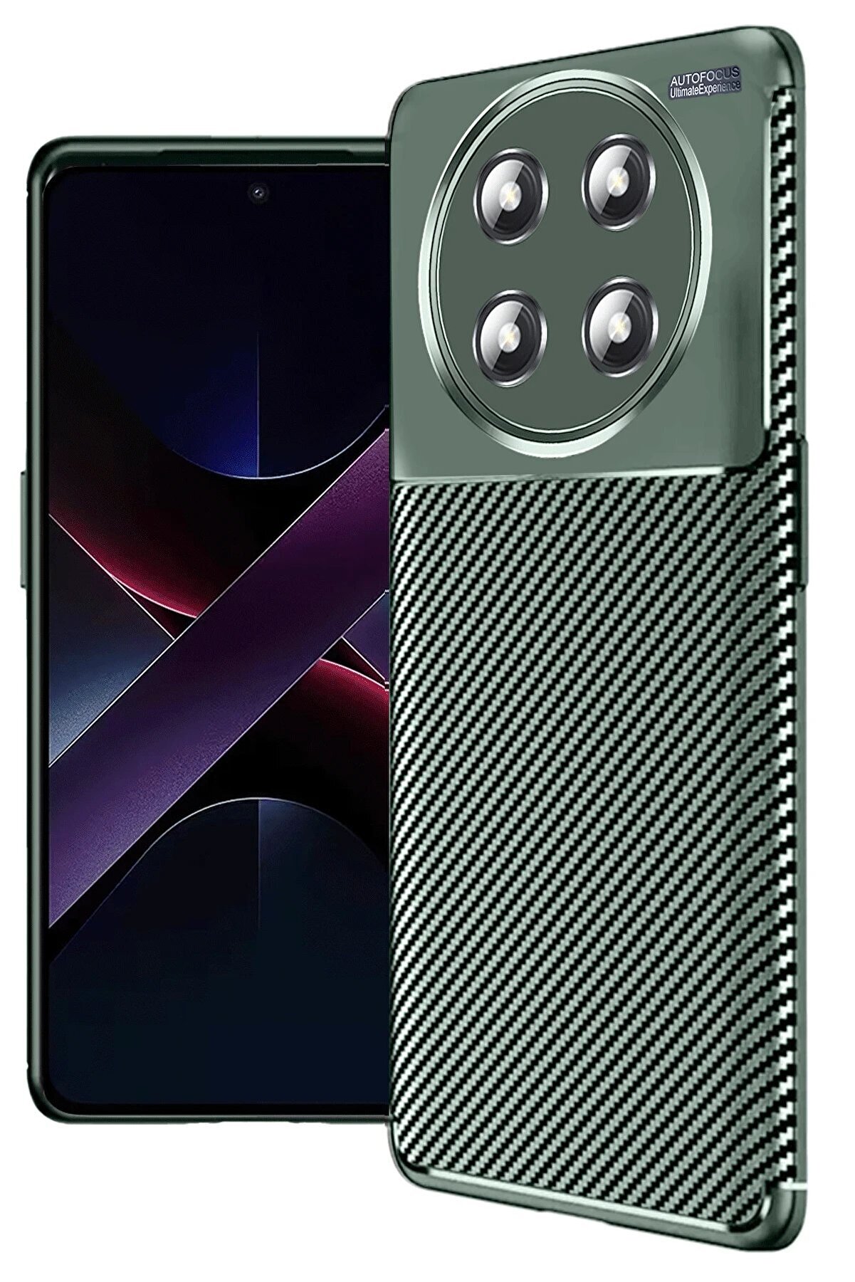 CepteToptan Honor Magic 7 Lite Kılıf Auto Focus Karbon Kapak - Koyu Yeşil - DROPX4740-2300