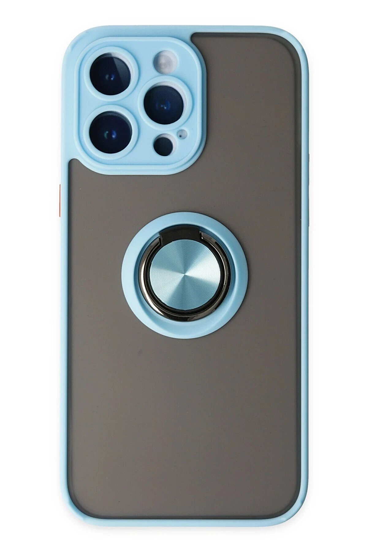 CepteToptan iPhone 14 Pro Max Kılıf Montreal Yüzüklü Silikon Kapak - Buz Mavi - DROPX4496-6463