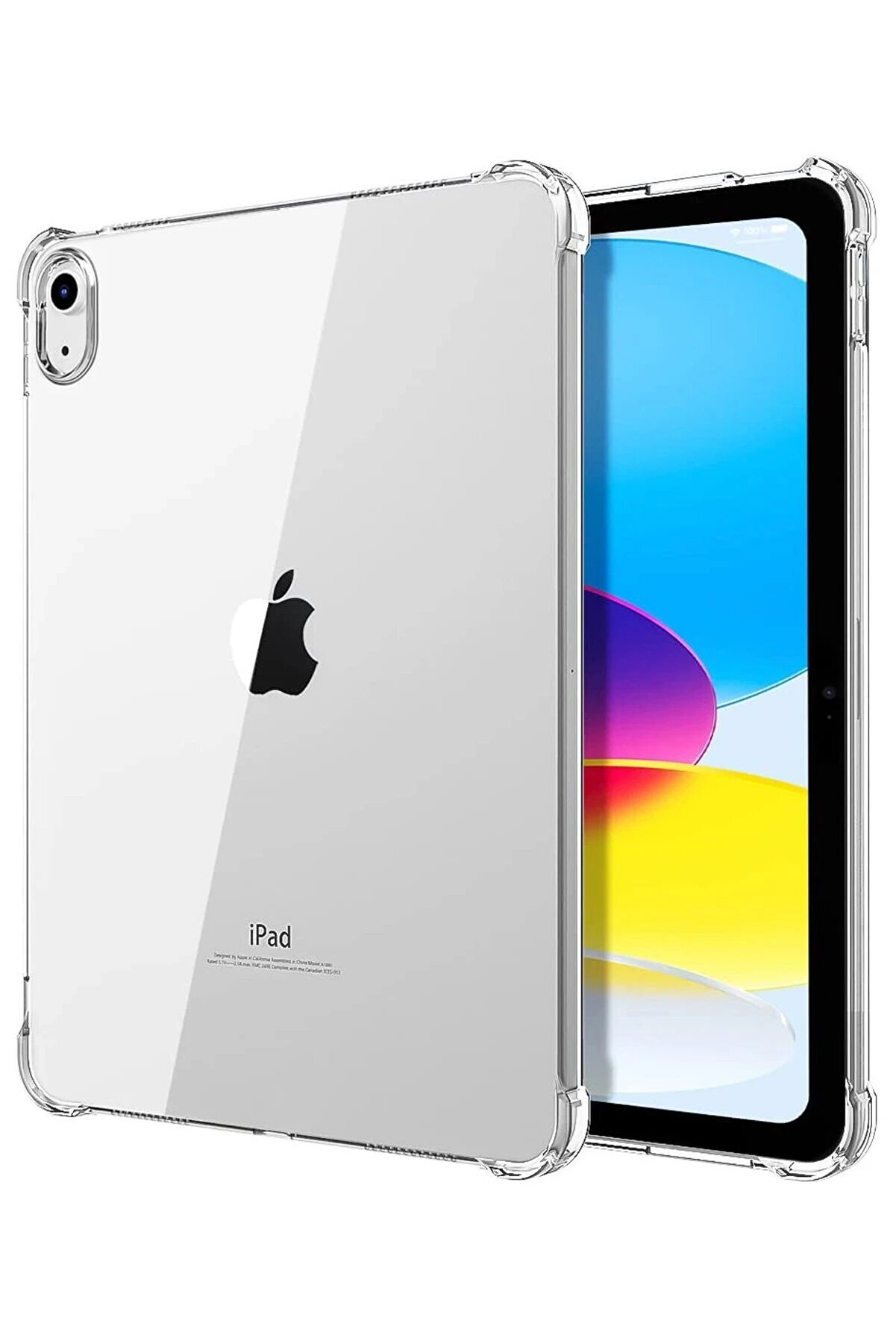 CepteToptan iPad 2022 10.9 (10.nesil) Kılıf Anti Şeffaf Tablet Silikon - Şeffaf - DROPX3372-9170