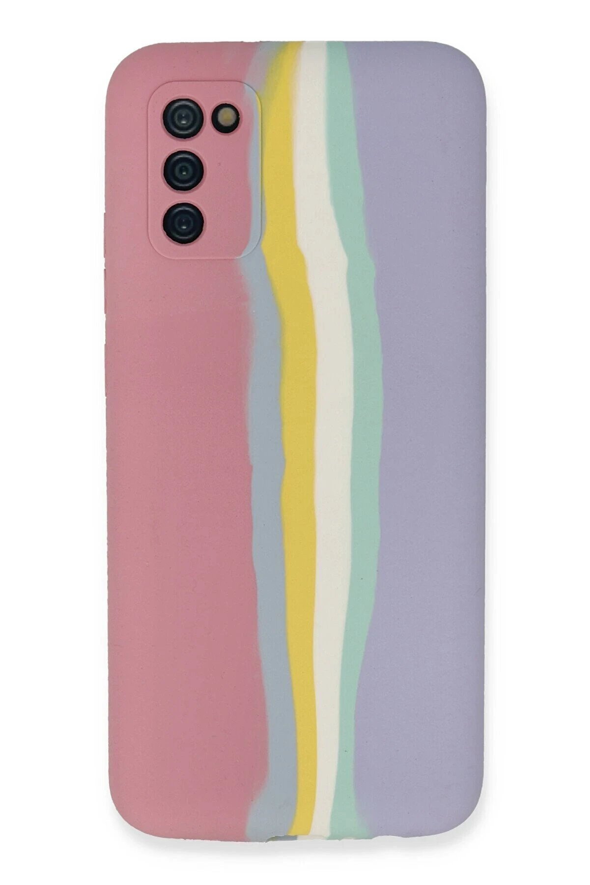 CepteToptan Samsung Galaxy A03S Kılıf Ebruli Lansman Silikon - Pembe-Lila - DROPX5633-1114