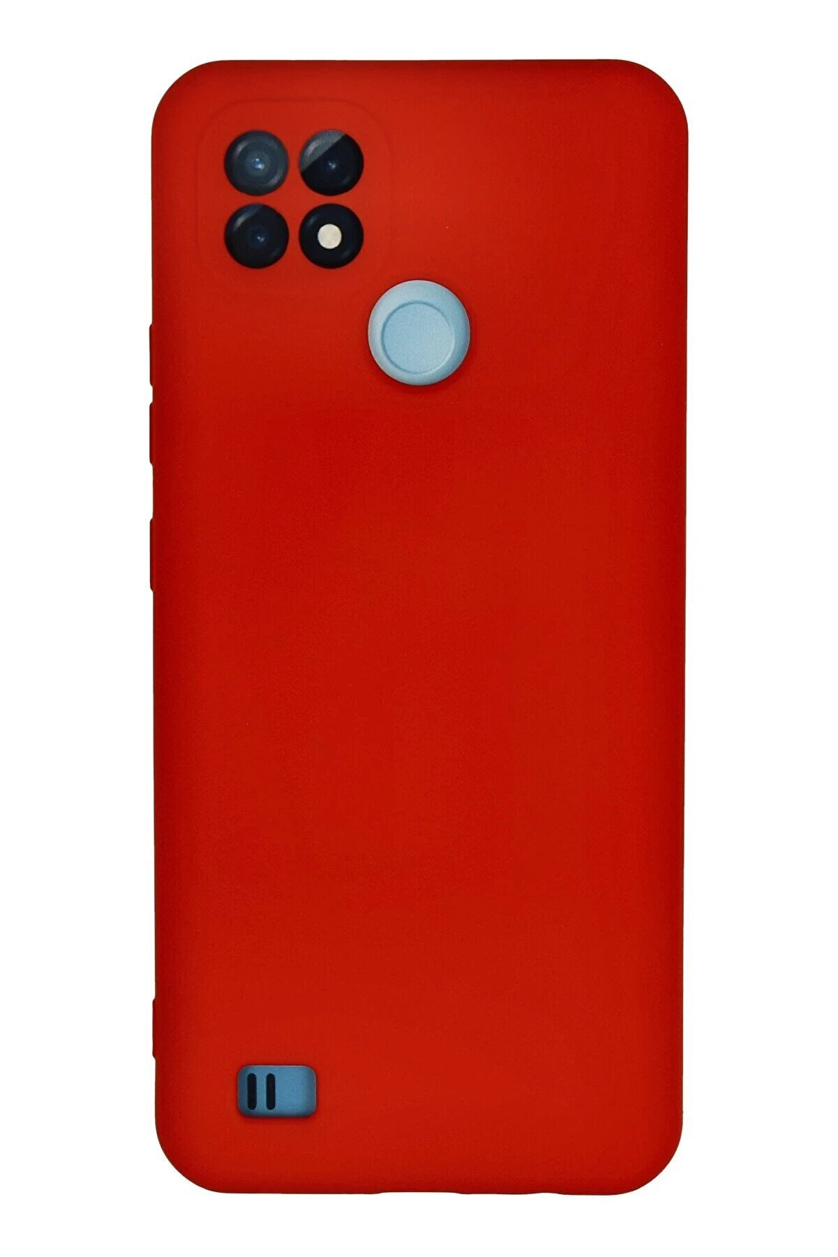 CepteToptan Realme C21 Kılıf Nano i&ccedil;i Kadife Silikon - Kırmızı - DROPX6282-8646