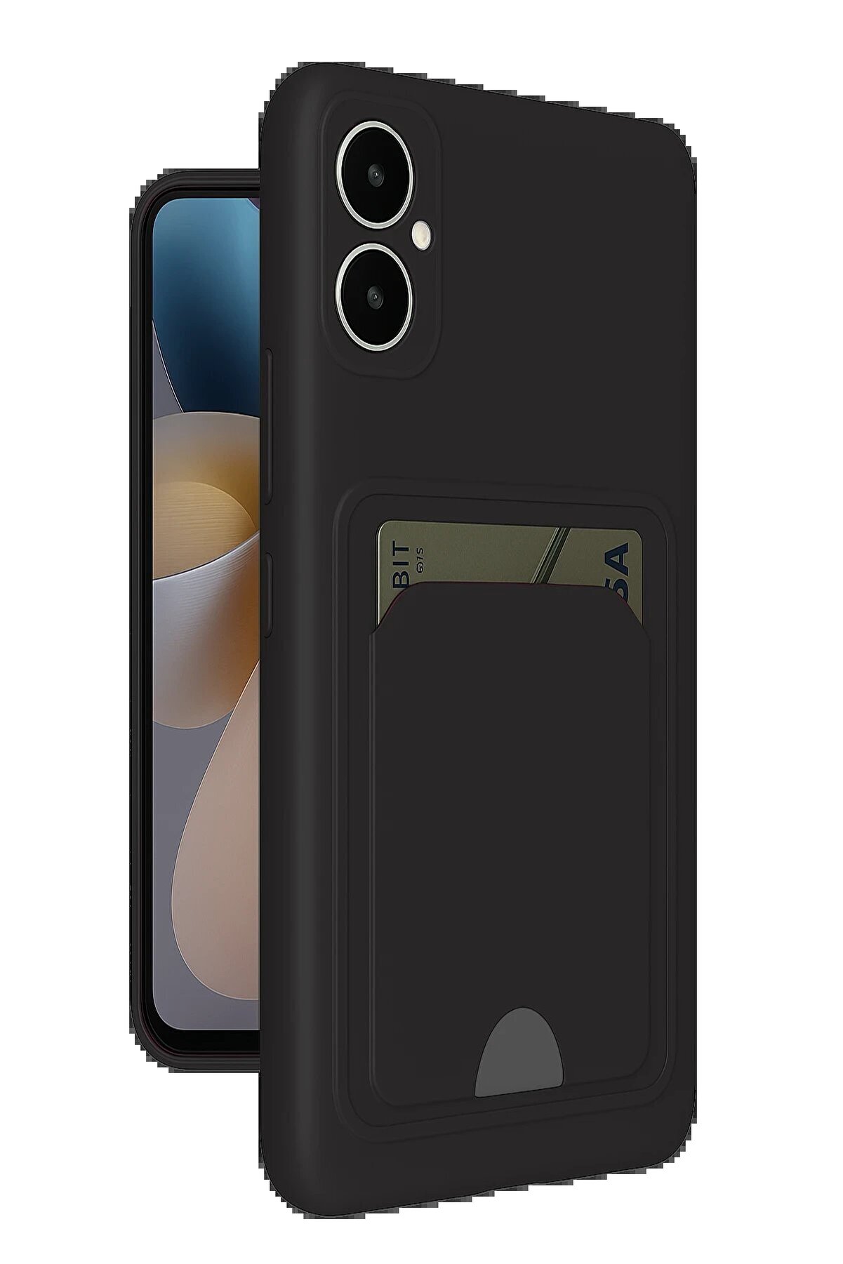 CepteToptan Samsung Galaxy A05 Kelvin Kartvizitli Silikon - Siyah - DROPX5248-5653