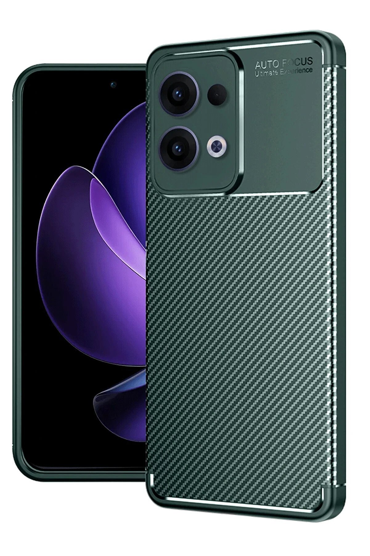 CepteToptan Oppo Reno 13 Pro Kılıf Auto Focus Karbon Kapak - Koyu Yeşil - DROPX6562-5857
