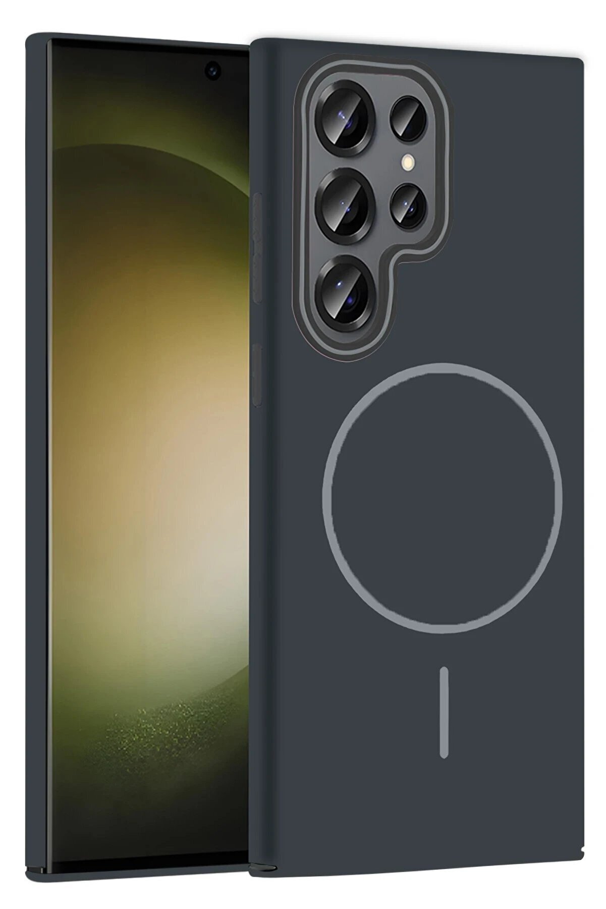 CepteToptan Samsung Galaxy S23 Ultra Broş Magsafe Kapak - Füme - DROPX3095-7367