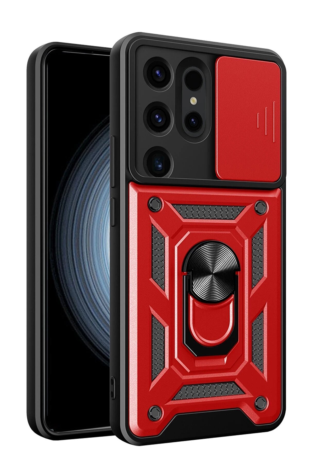 CepteToptan Samsung Galaxy S24 Ultra Kılıf Pars Lens Y&uuml;z&uuml;kl&uuml; Silikon - Kırmızı - DROPX4656-7727