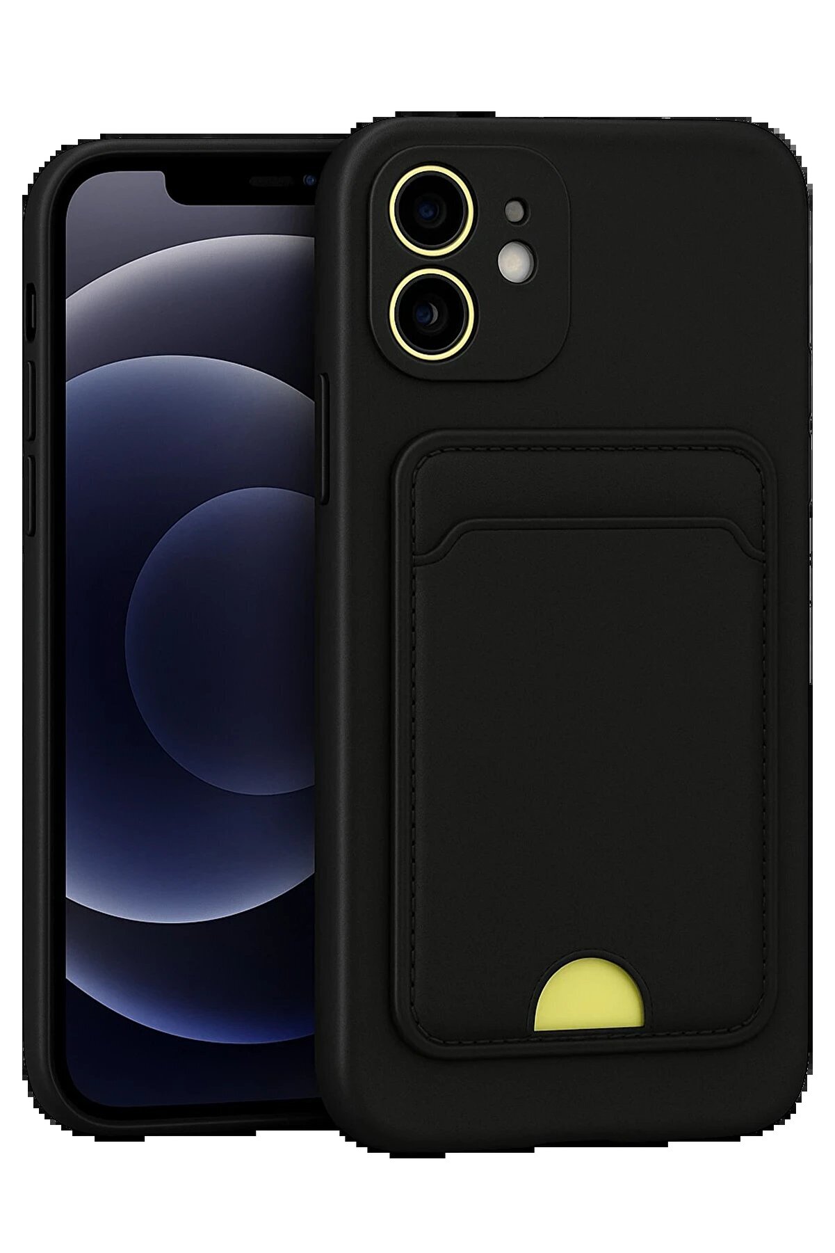 CepteToptan iPhone 11 Kılıf Kelvin Kartvizitli Silikon - Siyah - DROPX5500-9433