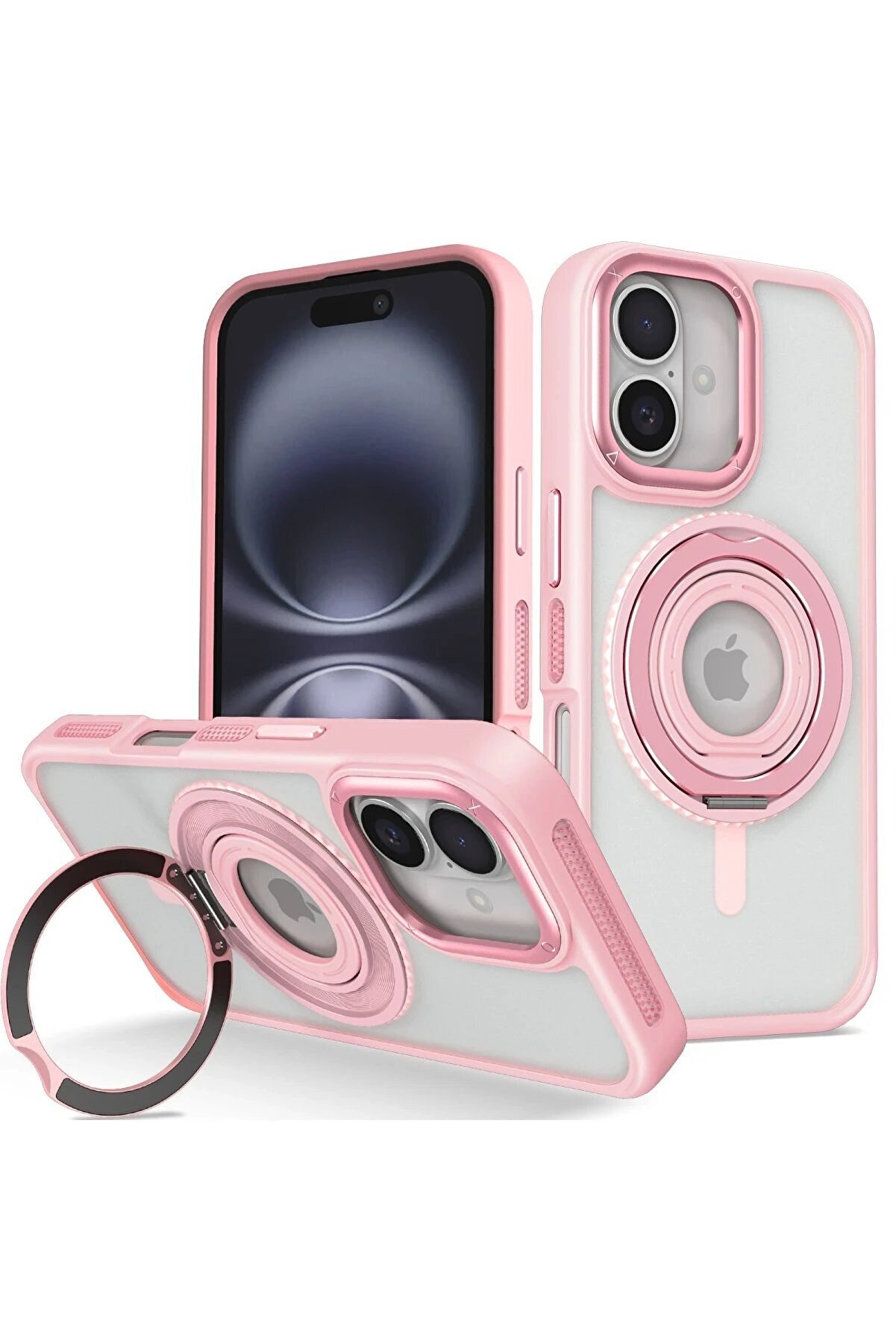CepteToptan iPhone 16 Banza Magsafe Standlı Kapak - Pembe - DROPX6534-7613