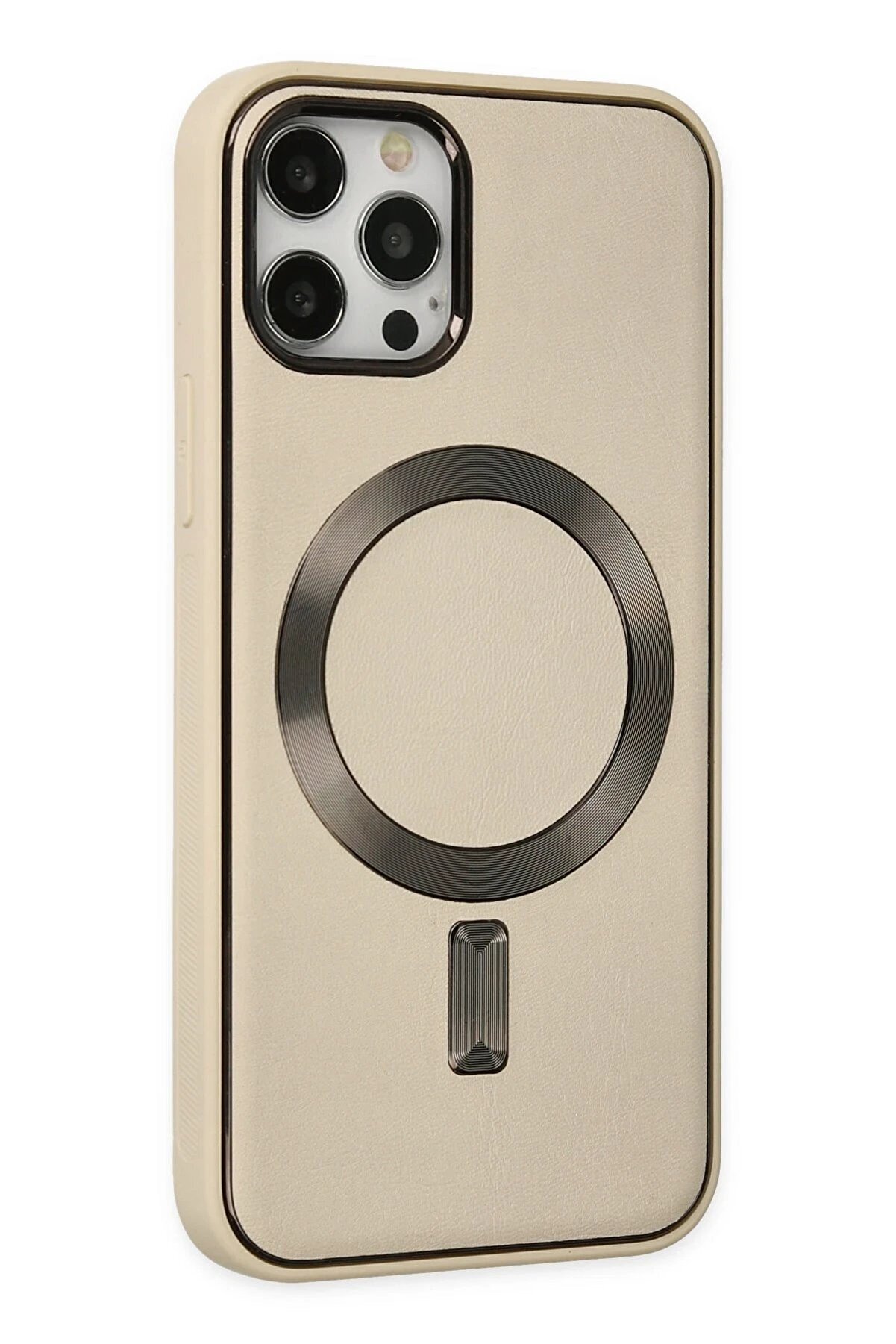 İphone 12 Pro Max Kılıf Coco Deri̇ Magneti̇csafe Si̇li̇kon - Krem - Dropx1492-3762