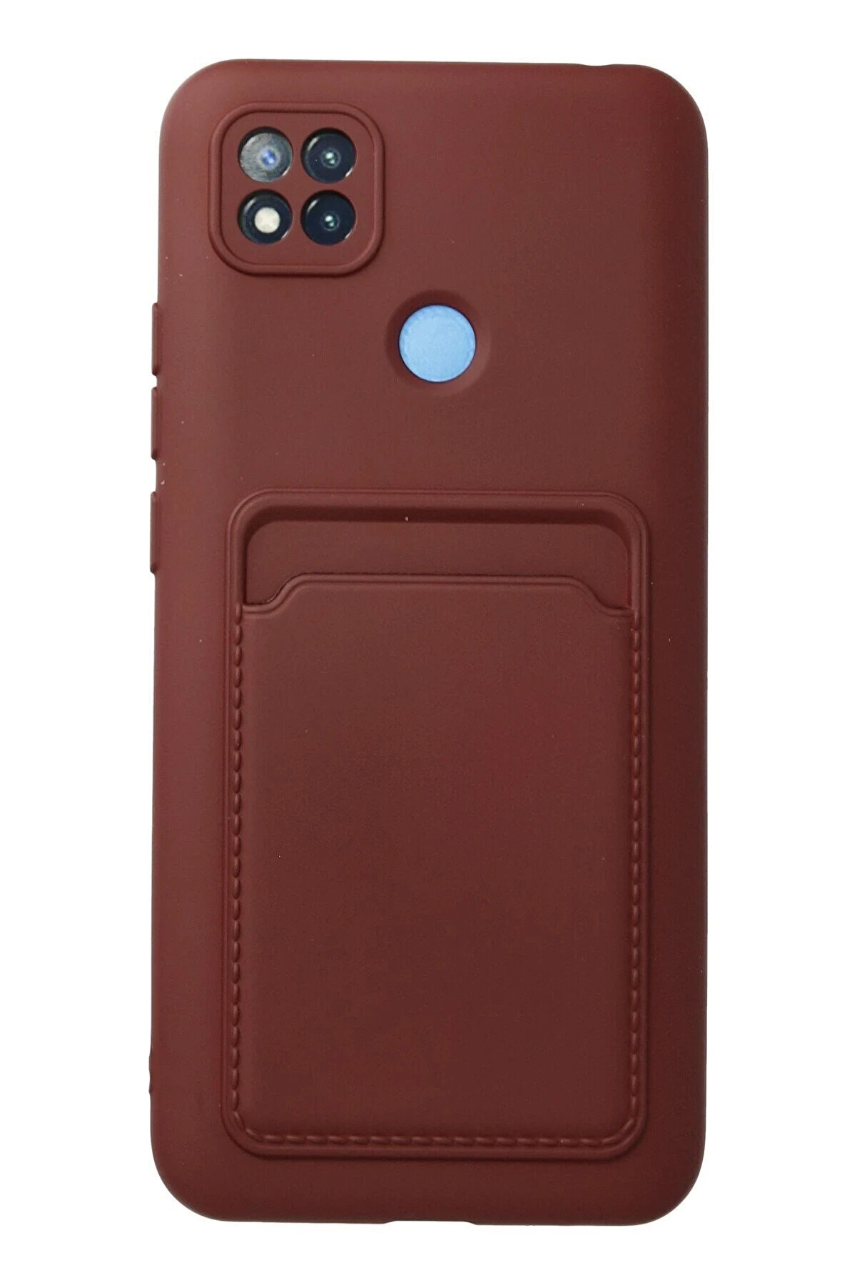 CepteToptan Xiaomi Redmi 9C Kılıf Kelvin Kartvizitli Silikon - Bordo - DROPX6560-3744