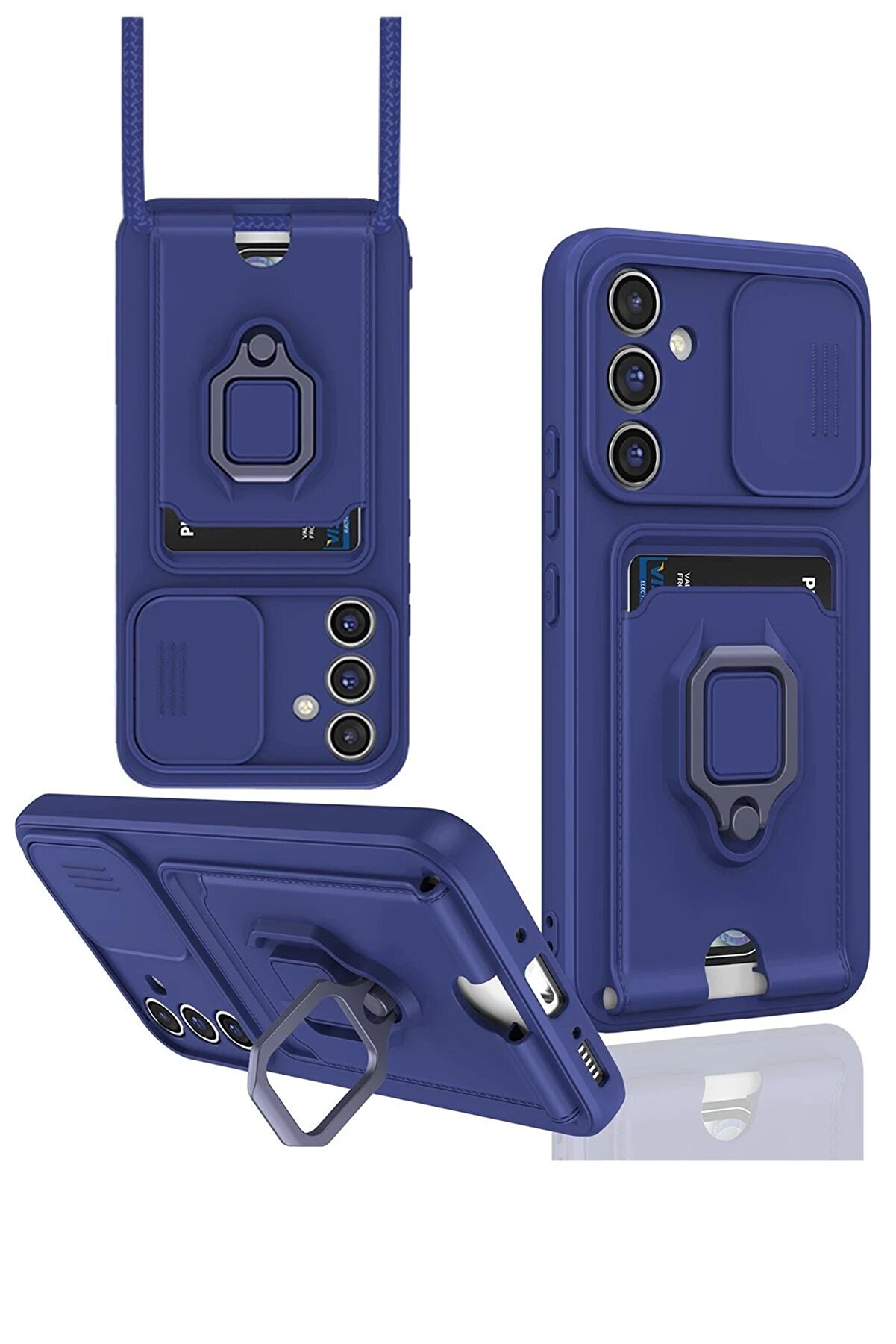 CepteToptan Samsung Galaxy A56 Kılıf Zuma Kartvizitli Yüzüklü Silikon - Lacivert - DROPX3695-4201