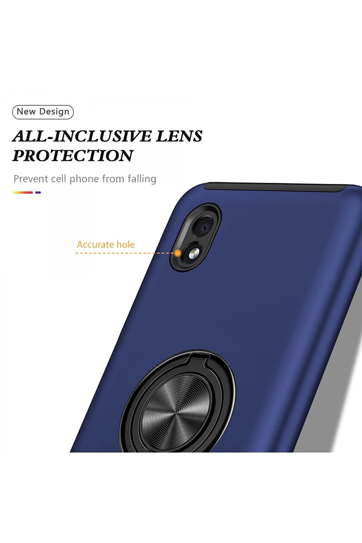 Samsung Galaxy A01 Core Kılıf Eli̇t Yüzüklü Kapak - Laci̇vert - Dropx1292-5419