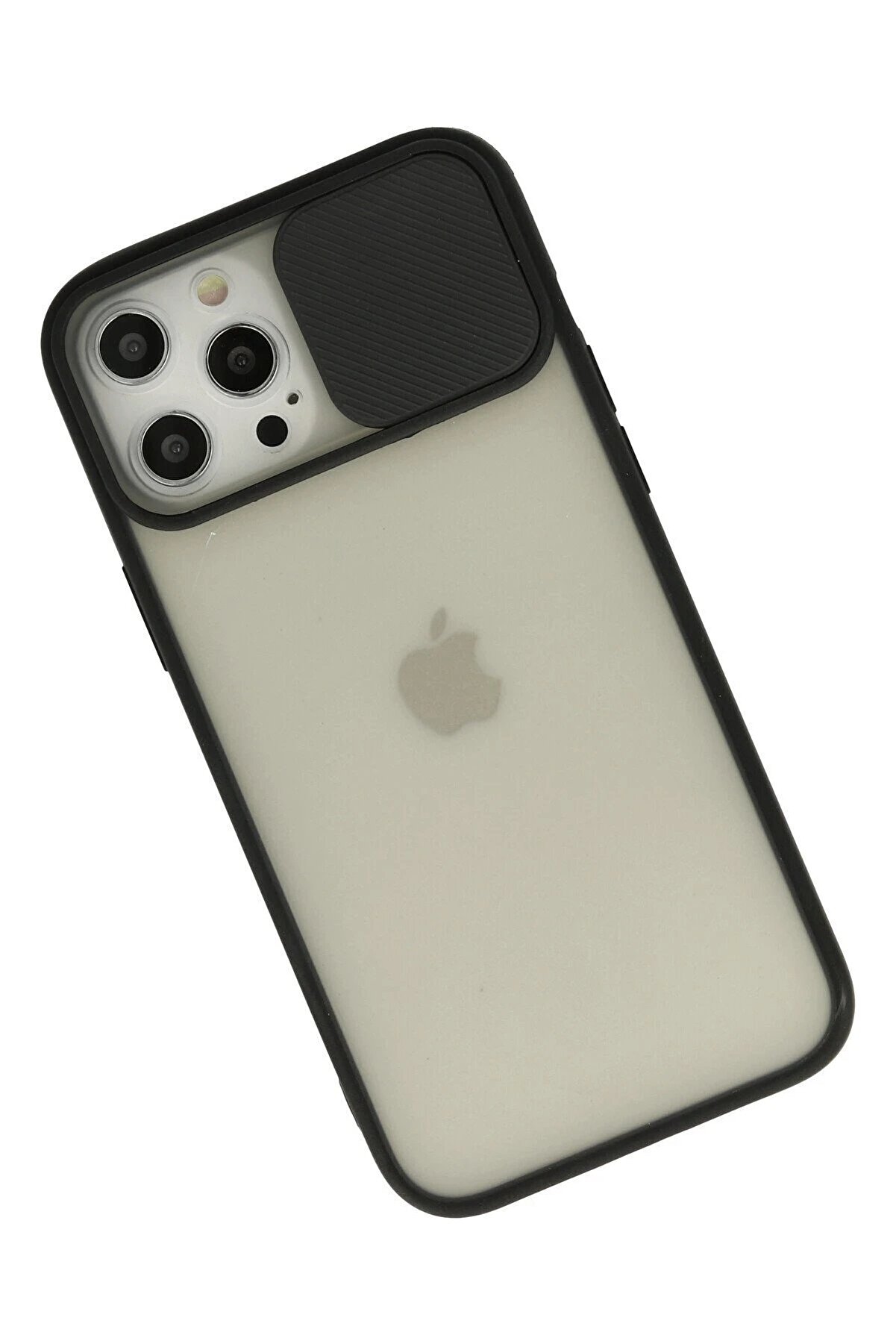 İphone 12 Pro Max Kılıf Palm Buzlu Kamera Sürgülü Si̇li̇kon - Si̇yah - Dropx7428-1317