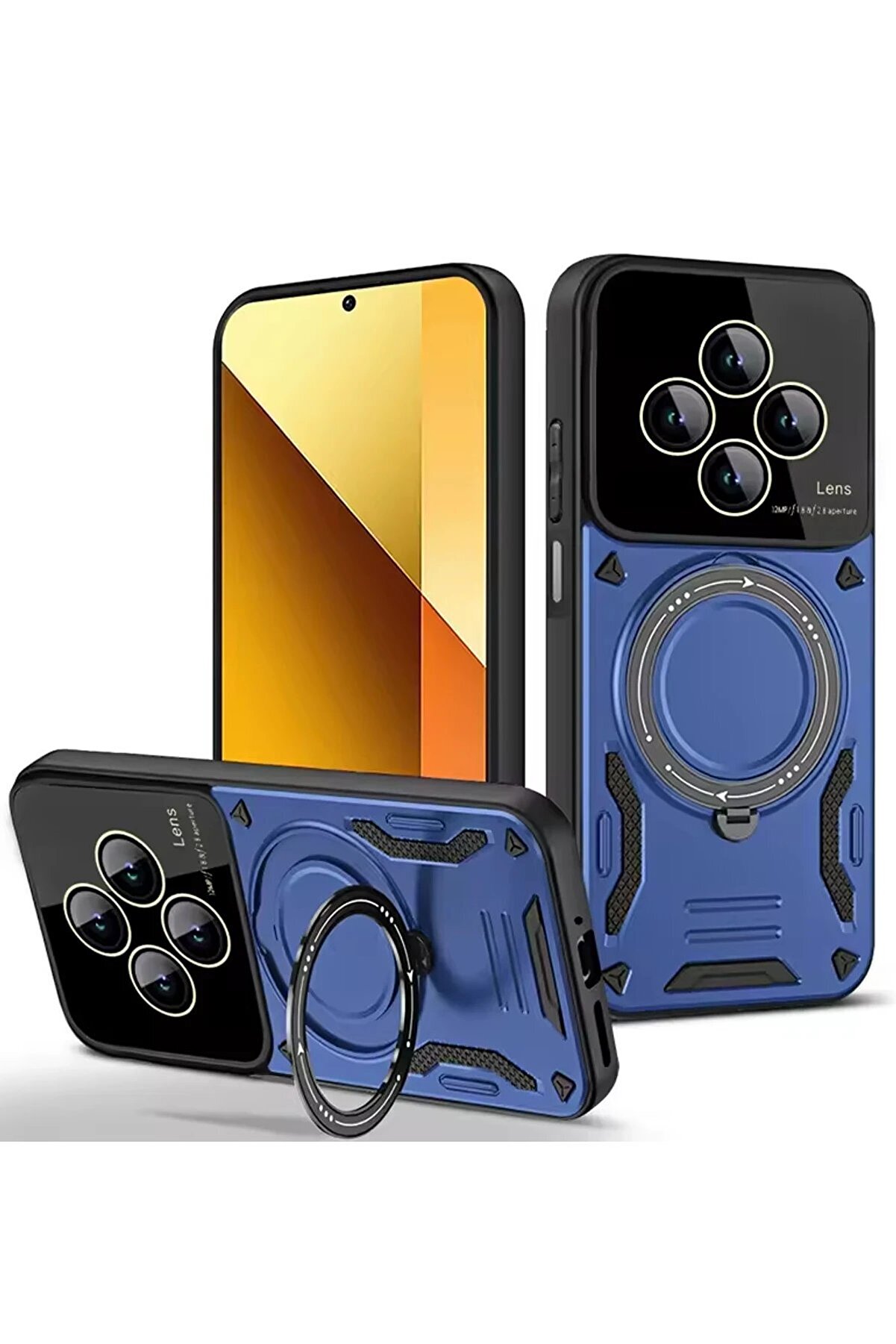 CepteToptan Xiaomi Redmi 14C Kılıf Joy Lens Standlı Kapak - Lacivert - DROPX6353-7526