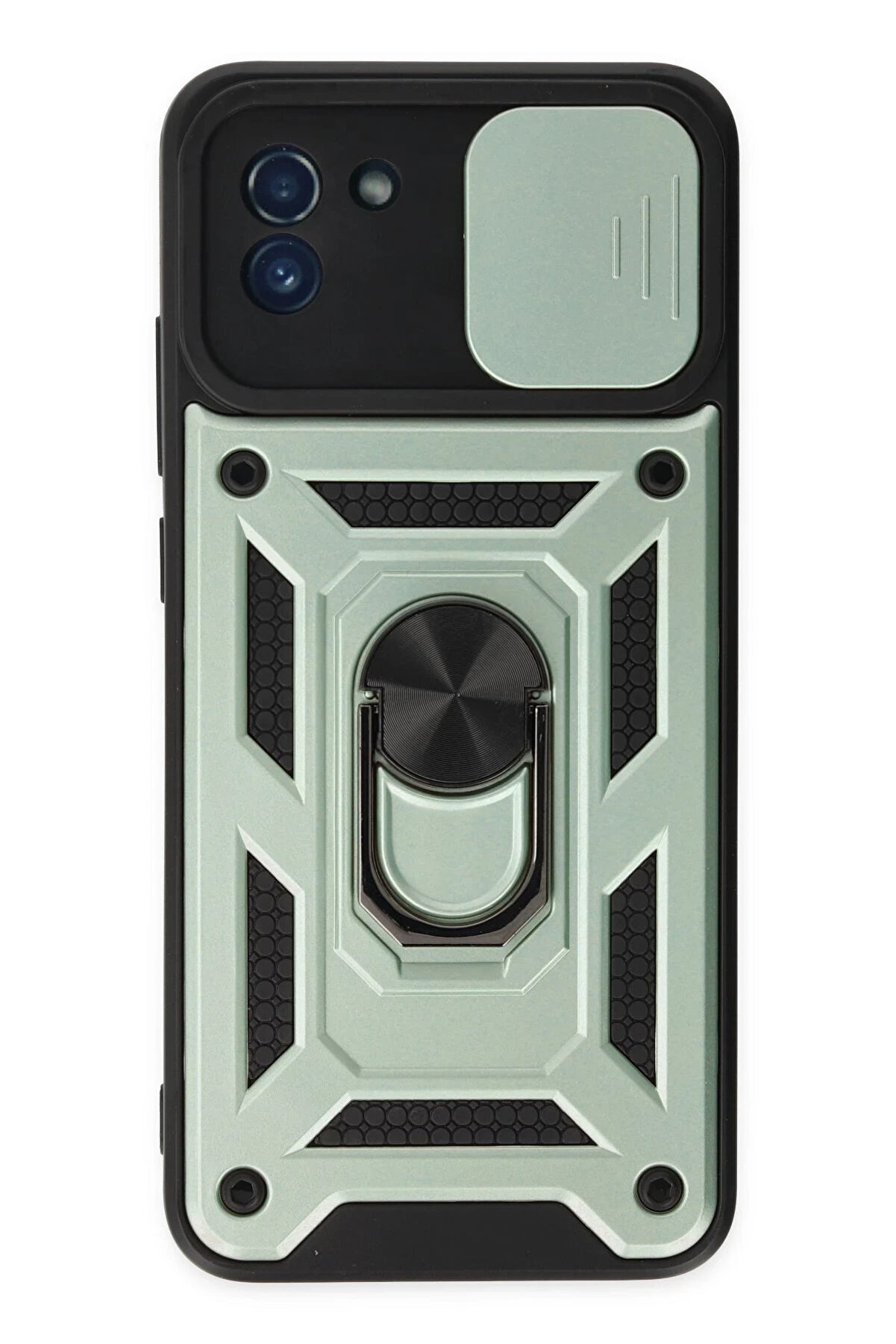 CepteToptan Samsung Galaxy A03 Kılıf Pars Lens Yüzüklü Silikon - Yeşil - DROPX8040-3068