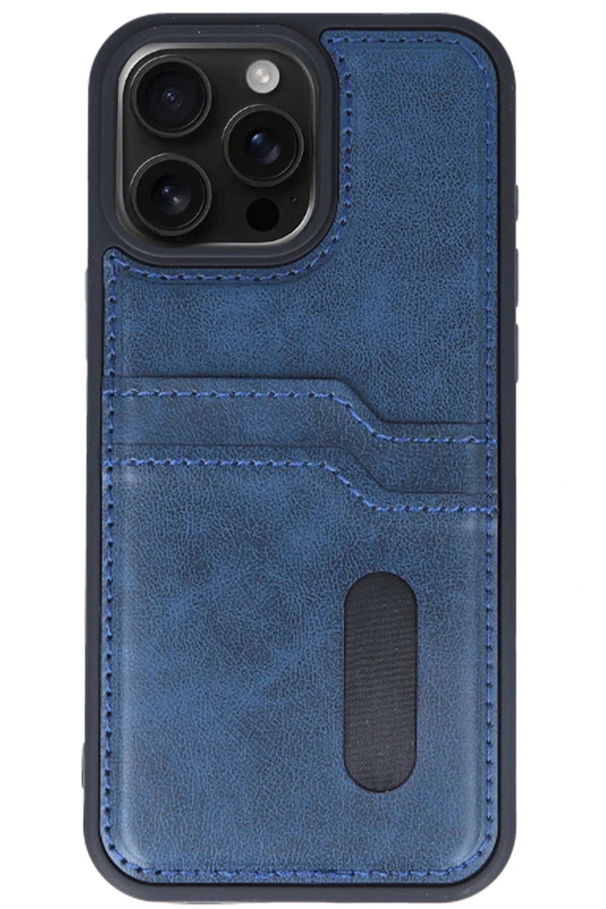 İphone 15 Pro Max Kılıf Sara Kartvi̇zi̇tli̇ Deri̇ Kılıf - Laci̇vert - Dropx2182-3153