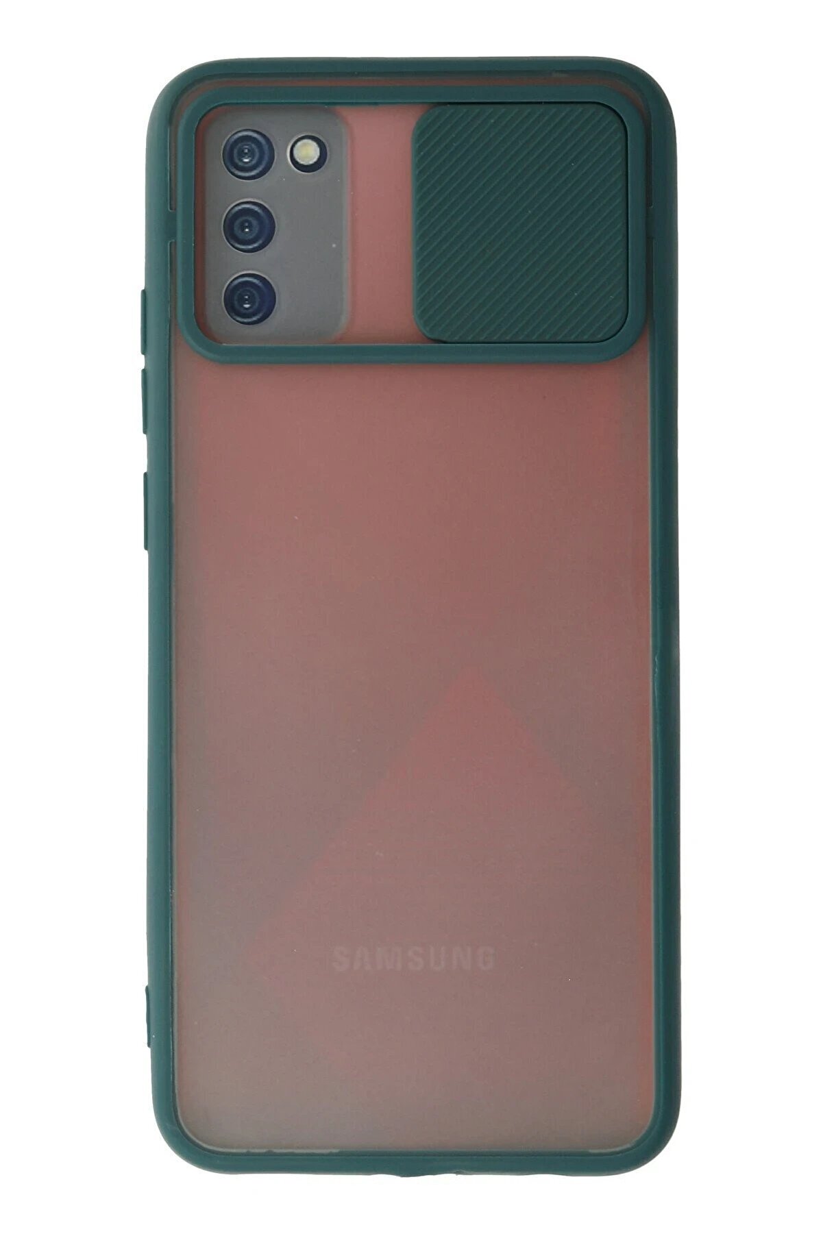 CepteToptan Samsung Galaxy A03S Kılıf Palm Buzlu Kamera Sürgülü Silikon - Yeşil - DROPX7142-7361