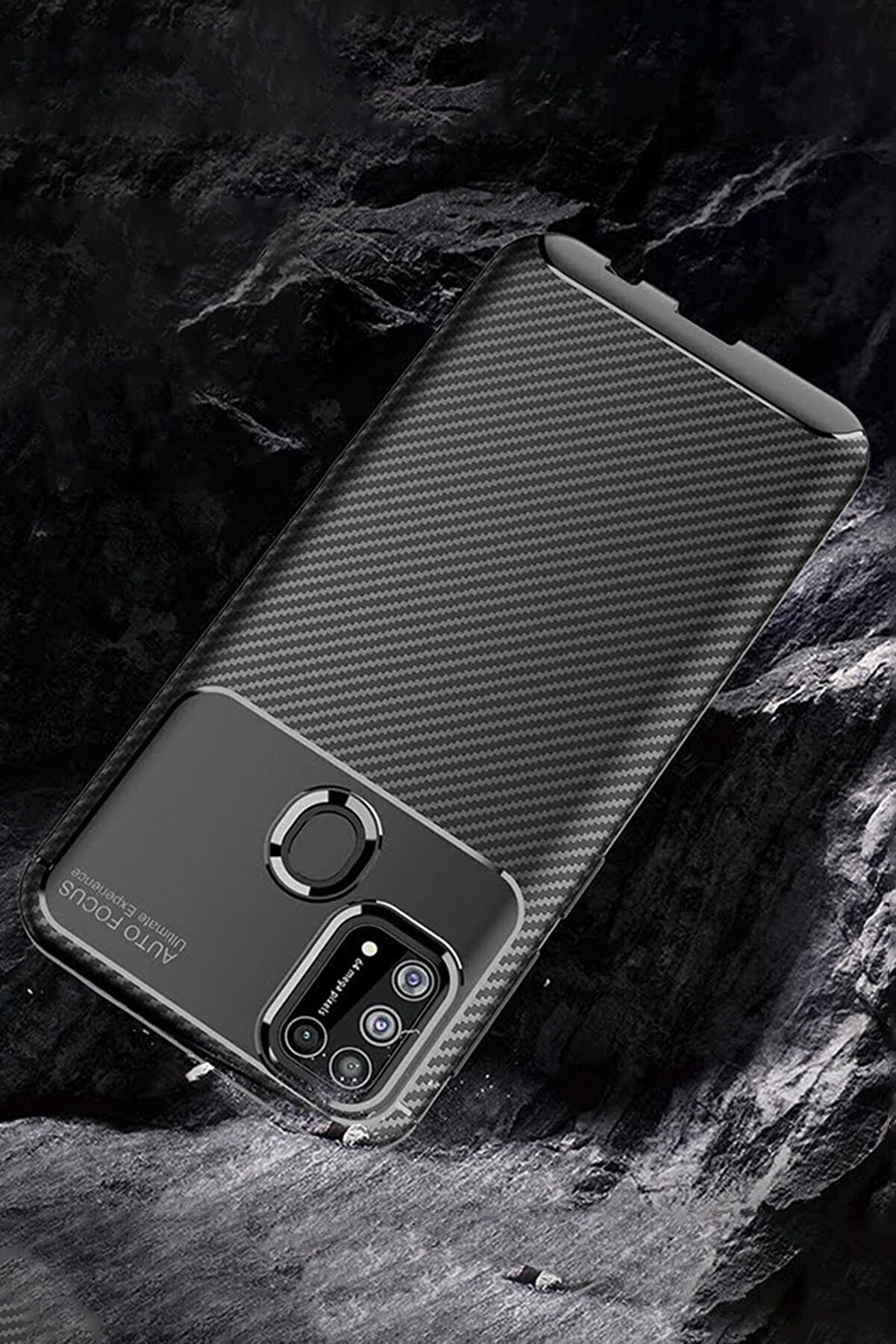 Samsung Galaxy M31 Kılıf Auto Focus Karbon Kapak - Kahverengi̇ - Suat9347-4878