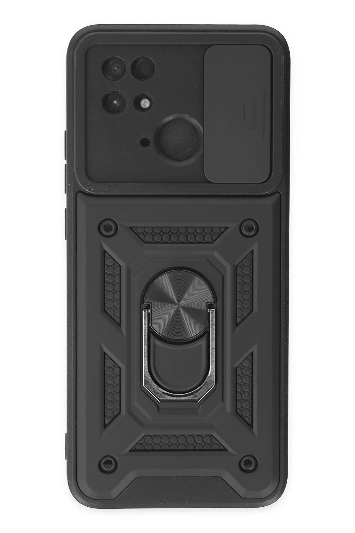 CepteToptan Xiaomi Redmi 10C Kılıf Pars Lens Yüzüklü Silikon - Siyah - DROPX5706-7124