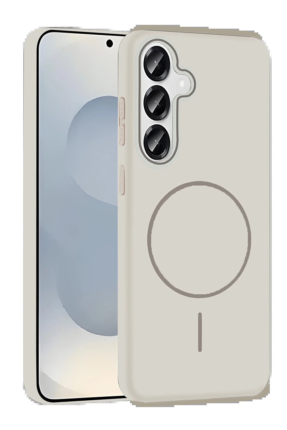 CepteToptan Samsung Galaxy S25 Broş Magsafe Kapak - Krem - DROPX8540-3092