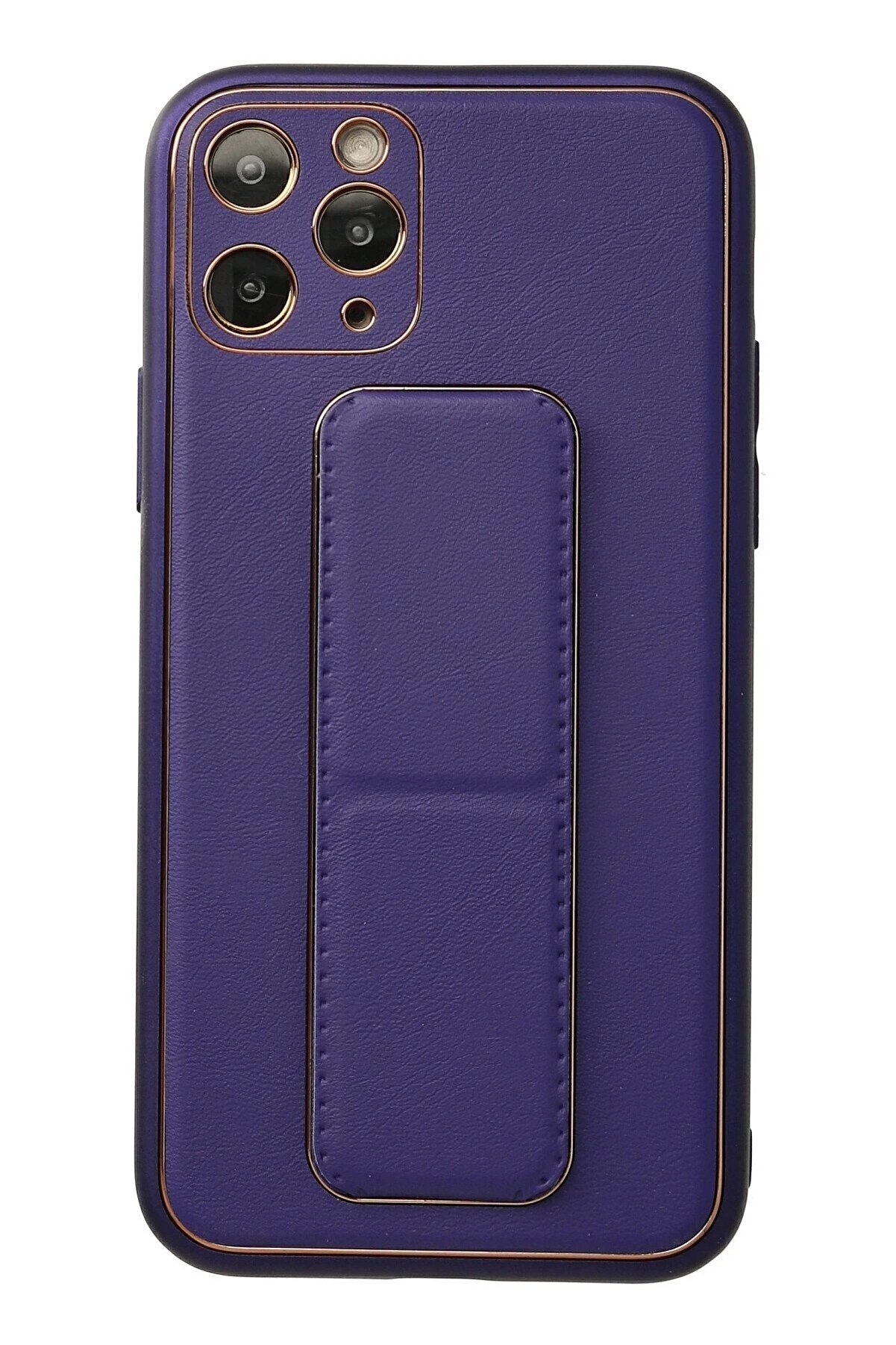 CepteToptan iPhone 11 Pro Kılıf Coco Deri Standlı Kapak - Mor - DROPX2331-4988