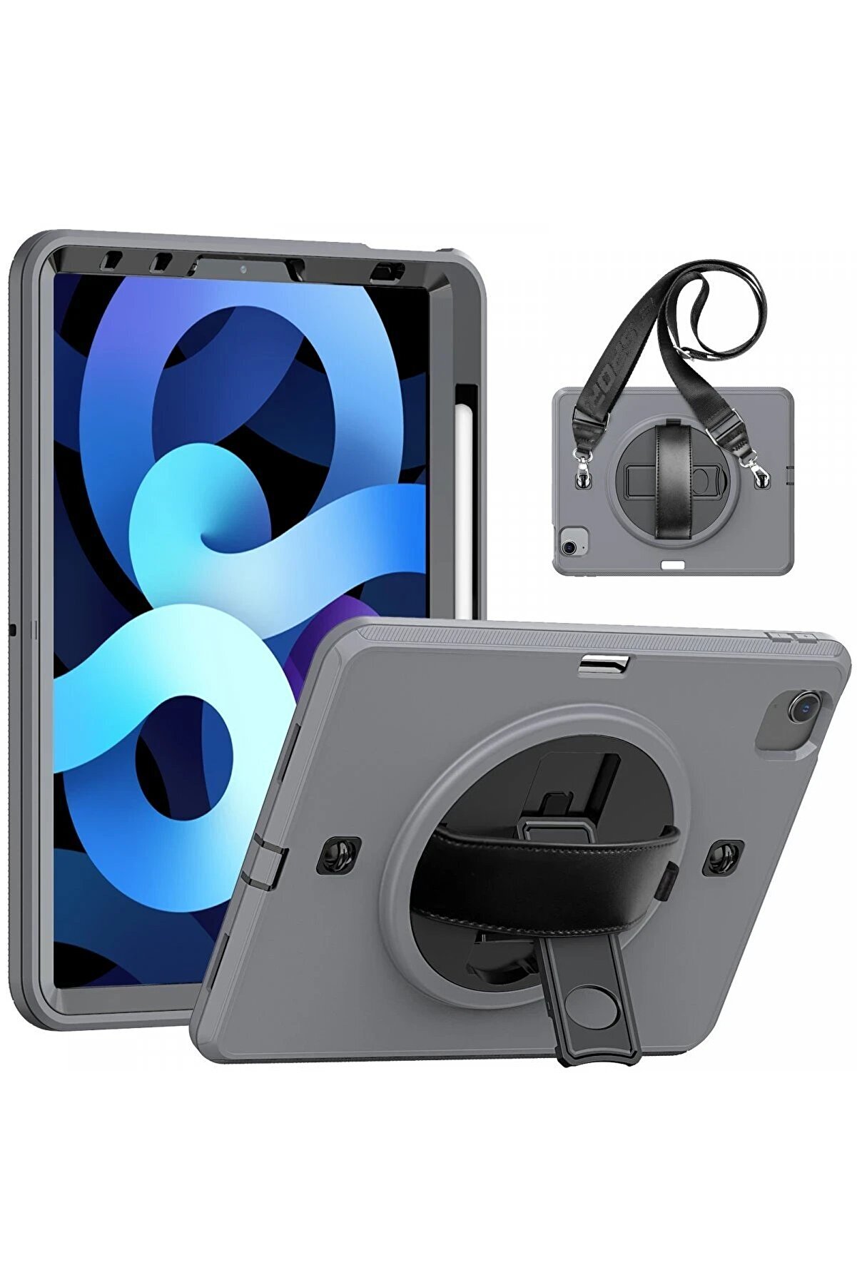 CepteToptan iPad Pro 11 (2020) Kılıf Strap-C Otterbox Tablet Kapak - Gri - DROPX9634-9209