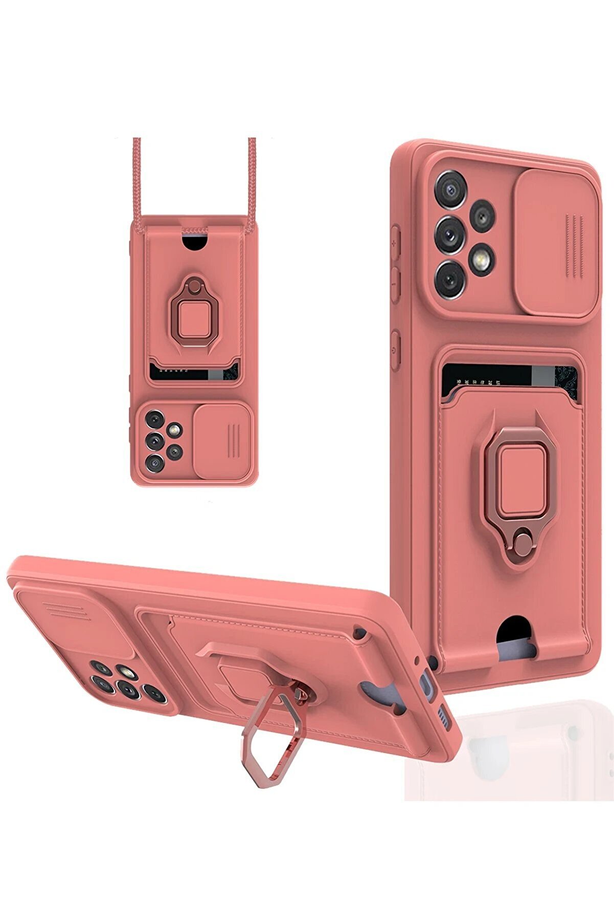 CepteToptan Samsung Galaxy A73 5G Kılıf Zuma Kartvizitli Yüzüklü Silikon - Pembe - DROPX6583-1729