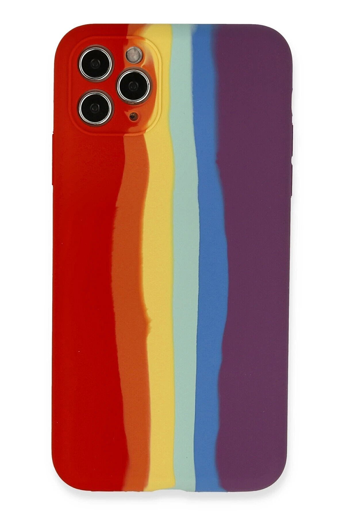 CepteToptan iPhone 11 Pro Kılıf Ebruli Lansman Silikon - Kırmızı-Mor - DROPX7369-8467