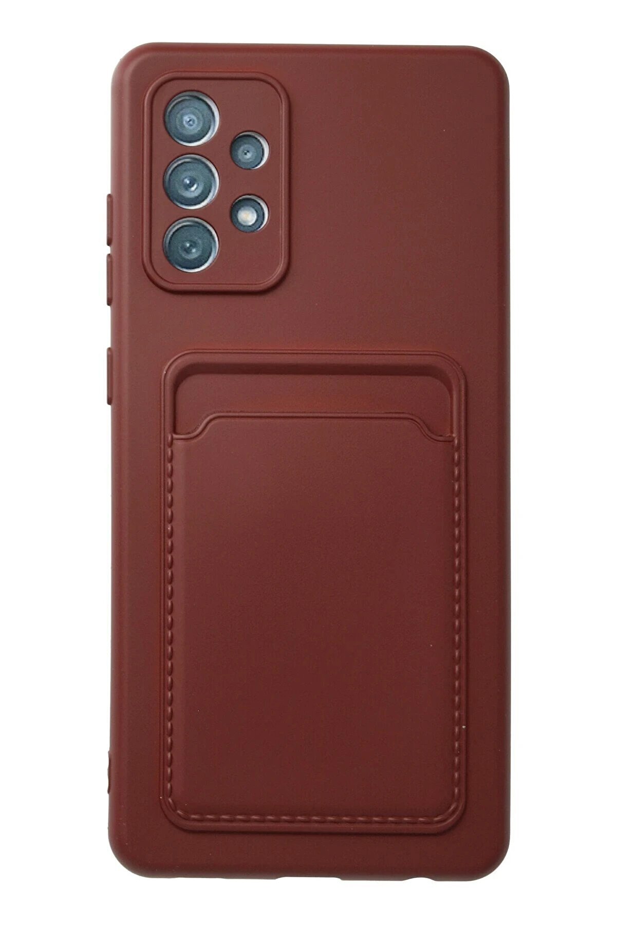 CepteToptan Samsung Galaxy A72 Kılıf Kelvin Kartvizitli Silikon - Bordo - DROPX4940-8485