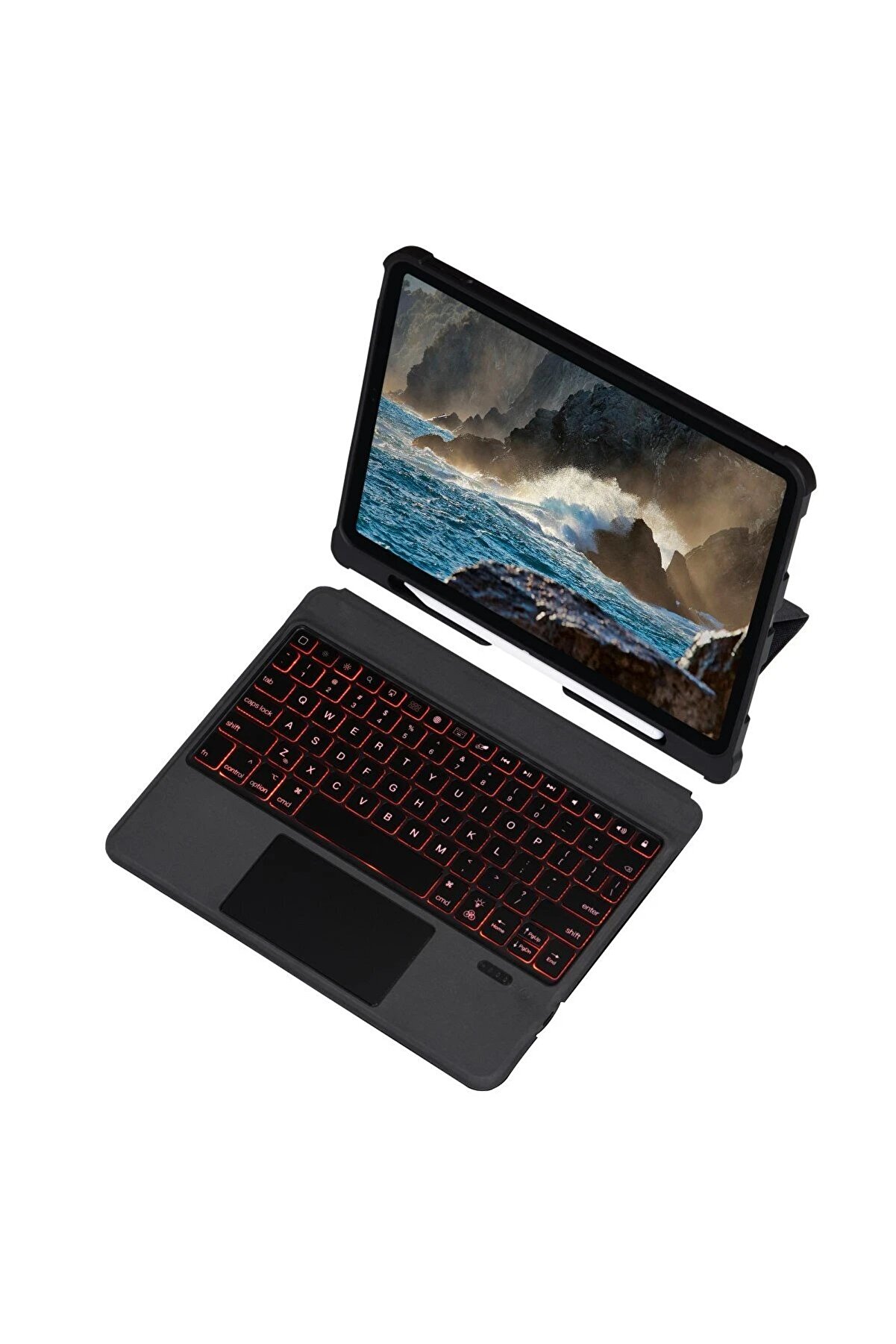 CepteToptan T5209D iPad Pro 12.9 (2021) Kılıf İnter Ledli Klavyeli Tablet Kılıfı - Siy - DROPX2065-6661