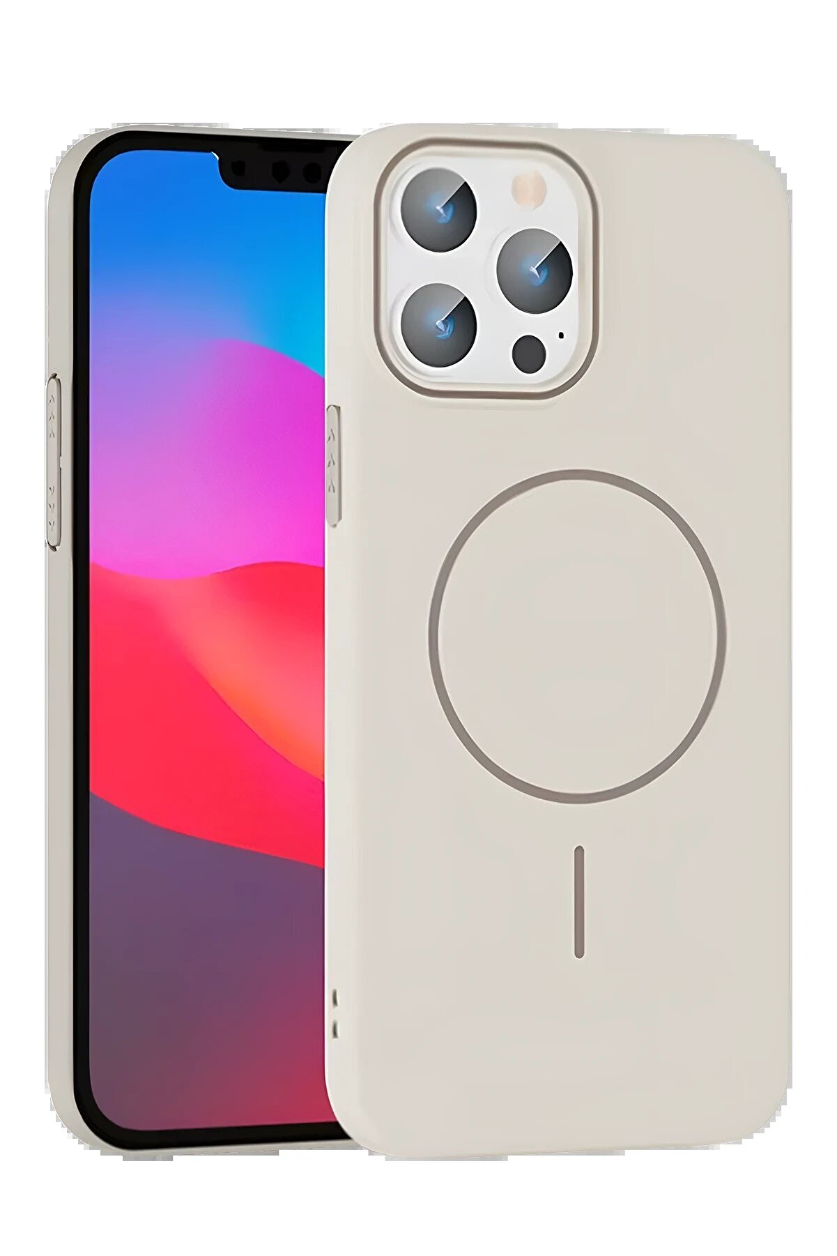 CepteToptan iPhone 14 Pro Max Broş Magsafe Kapak - Krem - DROPX9298-7366