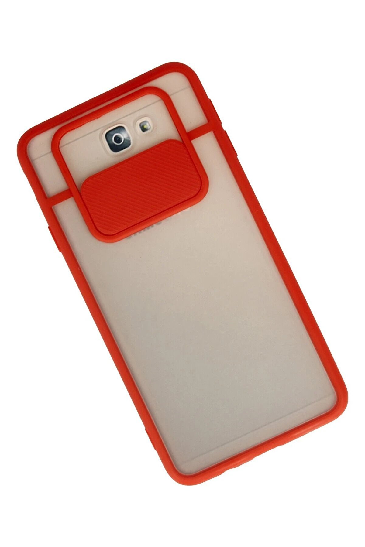 Samsung Galaxy J7 Pri̇me Kılıf Palm Buzlu Kamera S&uuml;rg&uuml;l&uuml; Si̇li̇kon - Kırmız - Dropx6927-9955