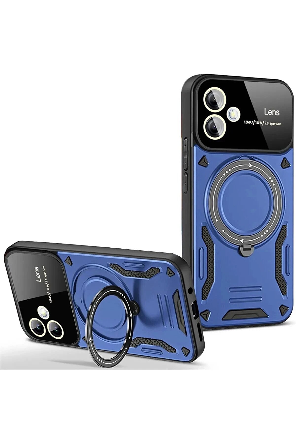 CepteToptan Samsung Galaxy A05 Kılıf Joy Lens Standlı Kapak - Lacivert - DROPX5614-7885