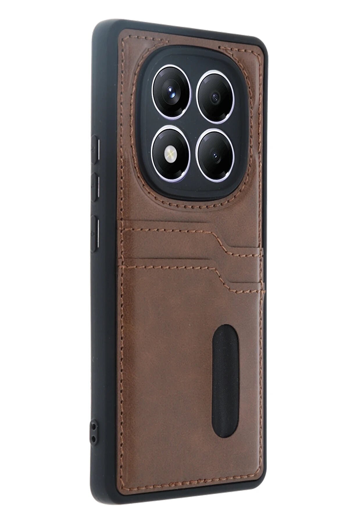 CepteToptan Xiaomi Redmi Note 14 Pro 5G Kılıf Sara Kartvizitli Deri Kılıf - Taba - DROPX7172-7200