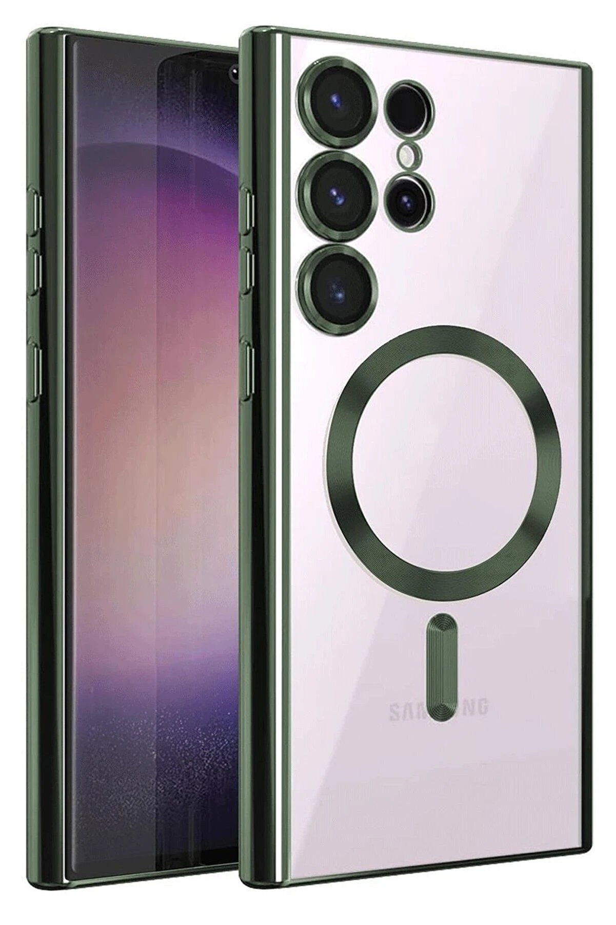 CepteToptan Samsung Galaxy S25 Ultra Kılıf Kross Magneticsafe Kapak - Koyu Yeşil - DROPX1349-4113