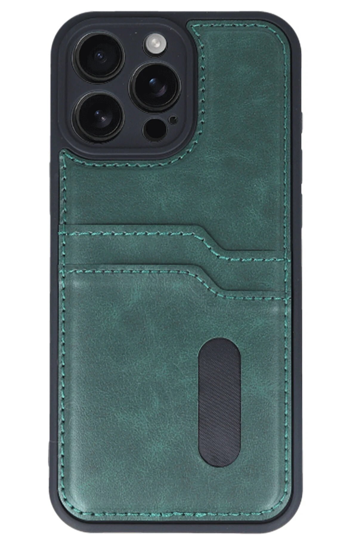 İphone 16 Pro Max Kılıf Sara Kartvi̇zi̇tli̇ Deri̇ Kılıf - Koyu Yeşi̇l - Dropx5719-5623