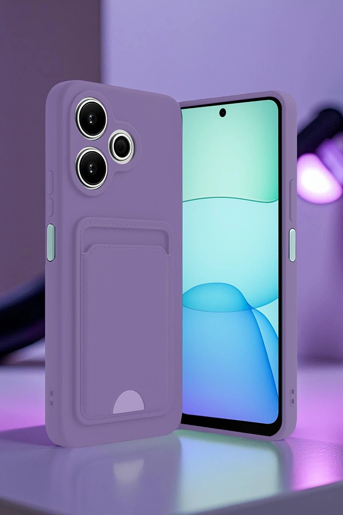 CepteToptan Xiaomi Redmi 13 4G Kılıf Kelvin Kartvizitli Silikon - Açık Yeşil - DROPX2567-3727