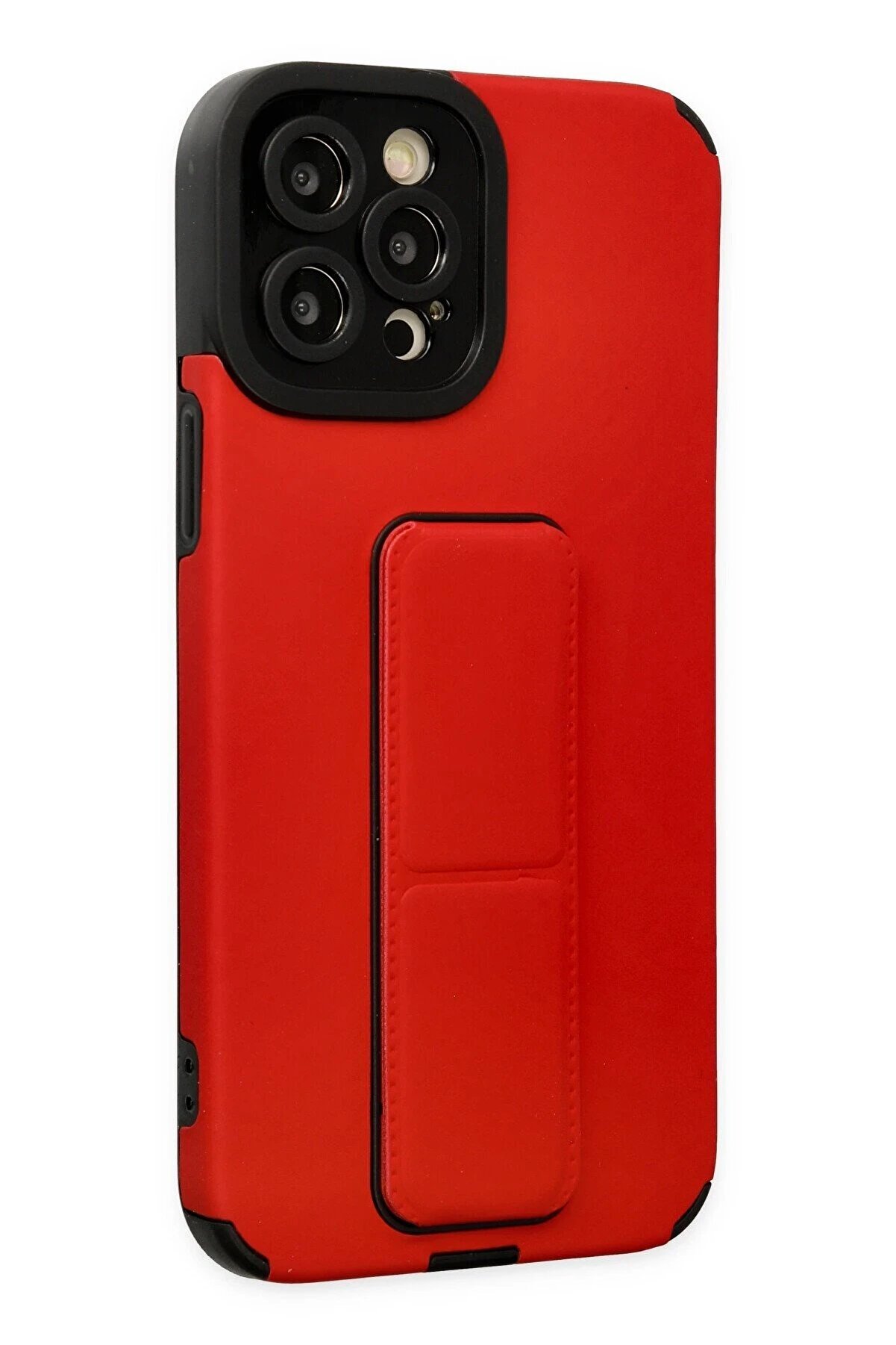 İphone 12 Pro Max Kılıf Mega Standlı Si̇li̇kon - Kırmızı - Dropx9211-2476