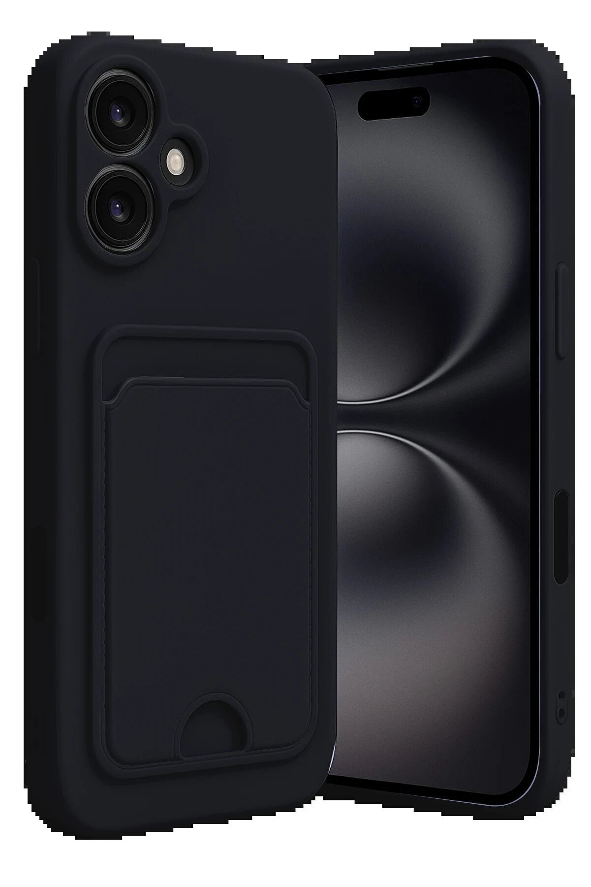 MertUS iPhone 16 Kılıf Kelvin Kartvizitli Silikon - Siyah