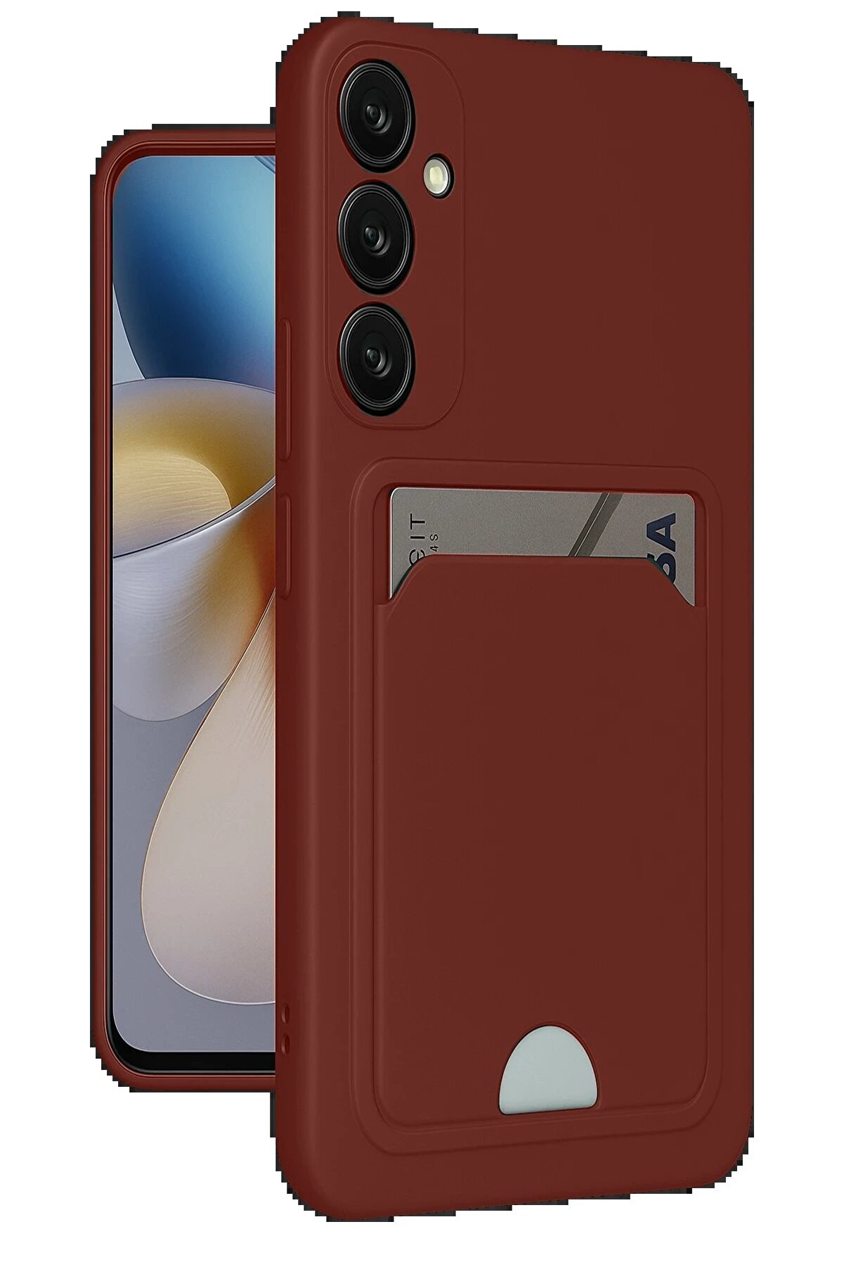 Samsung Galaxy A36 Kılıf Kelvi̇n Kartvi̇zi̇tli̇ Si̇li̇kon - Bordo - Dropx6462-3596