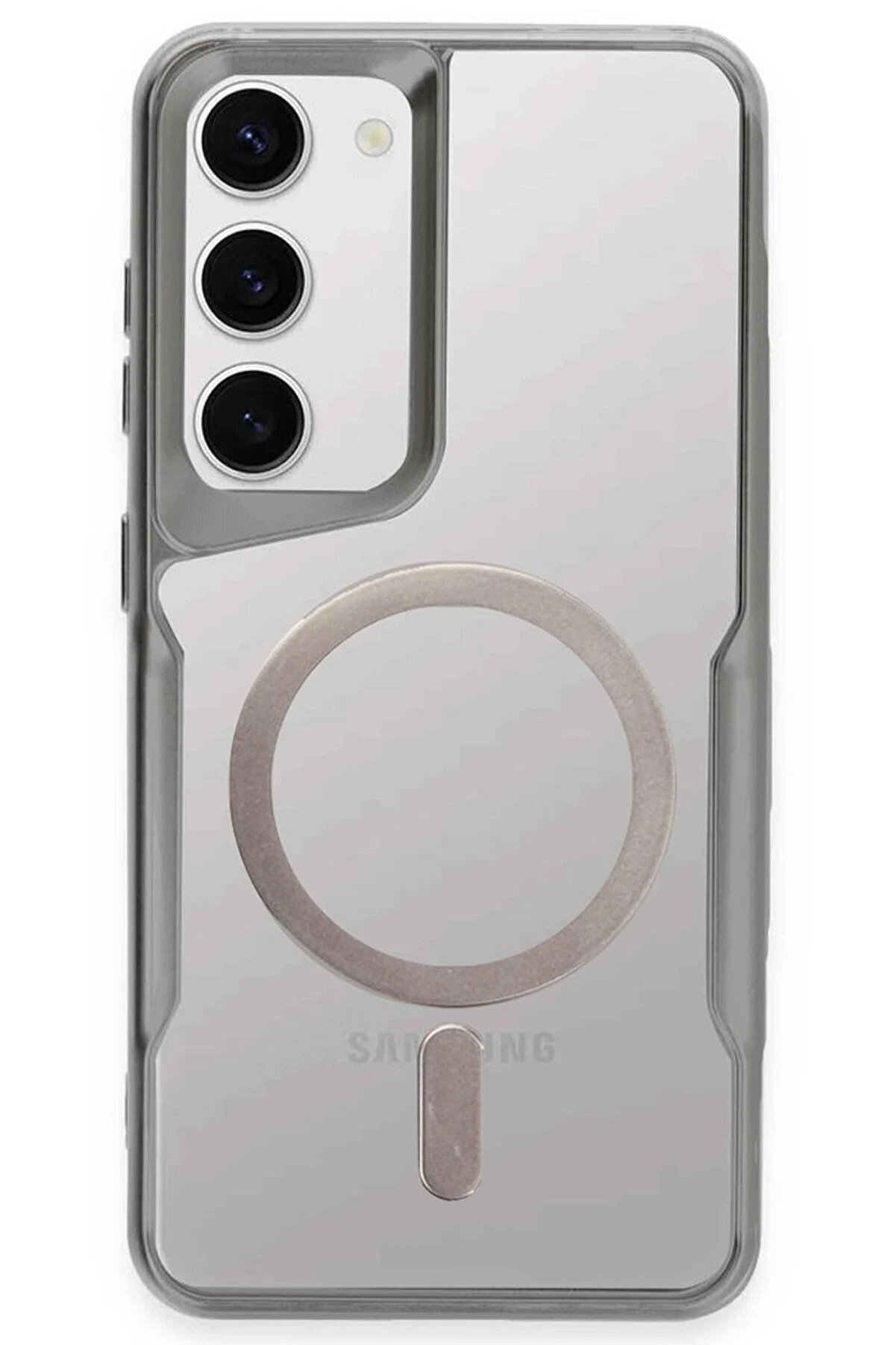 CepteToptan Samsung Galaxy S23 Kılıf Boyi Magsafe Silikon Kapak - Gümüş - DROPX1815-2665