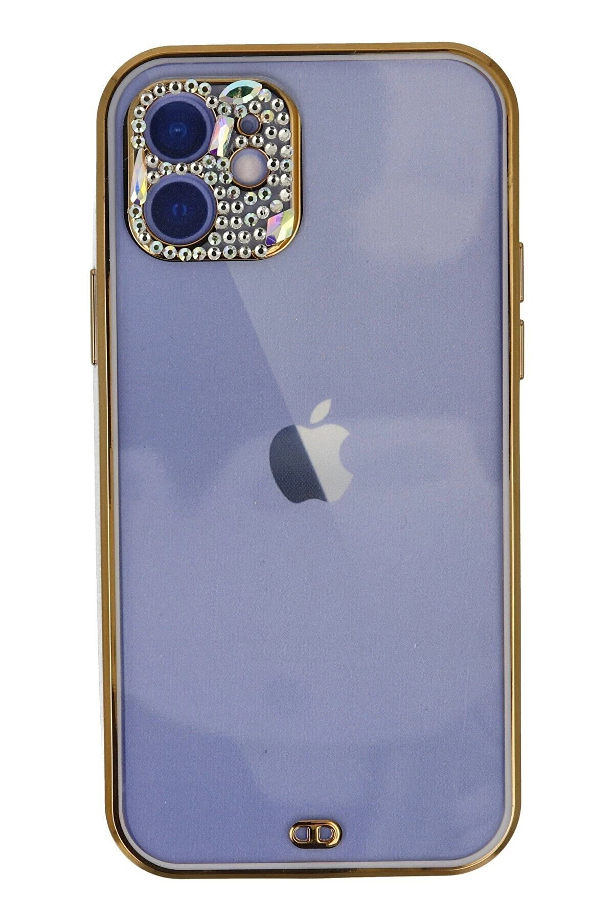 CepteToptan iPhone 12 Kılıf Liva Taşlı Silikon - Mor - DROPX8108-8604
