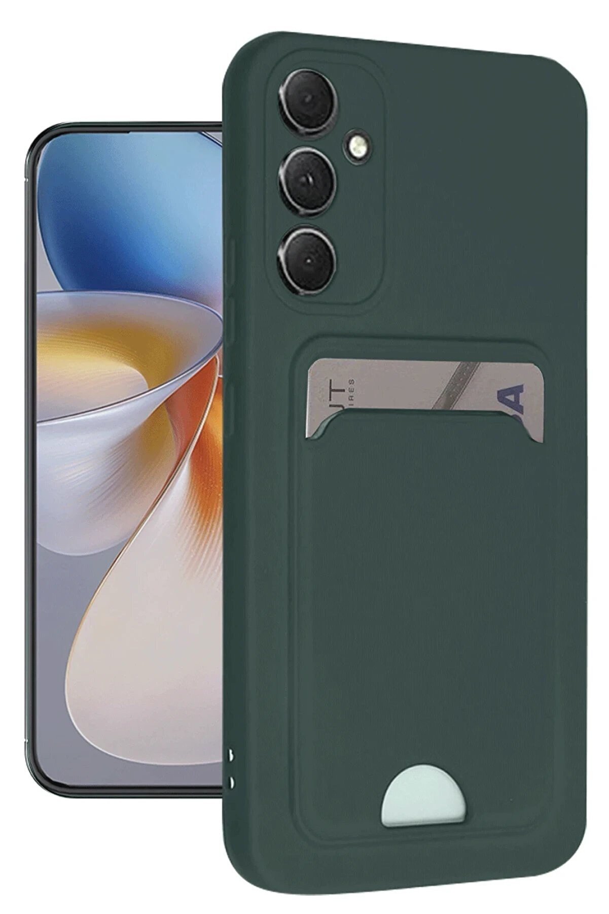 Samsung Galaxy A26 Kılıf Kelvi̇n Kartvi̇zi̇tli̇ Si̇li̇kon - Koyu Yeşi̇l - Dropx1795-5116