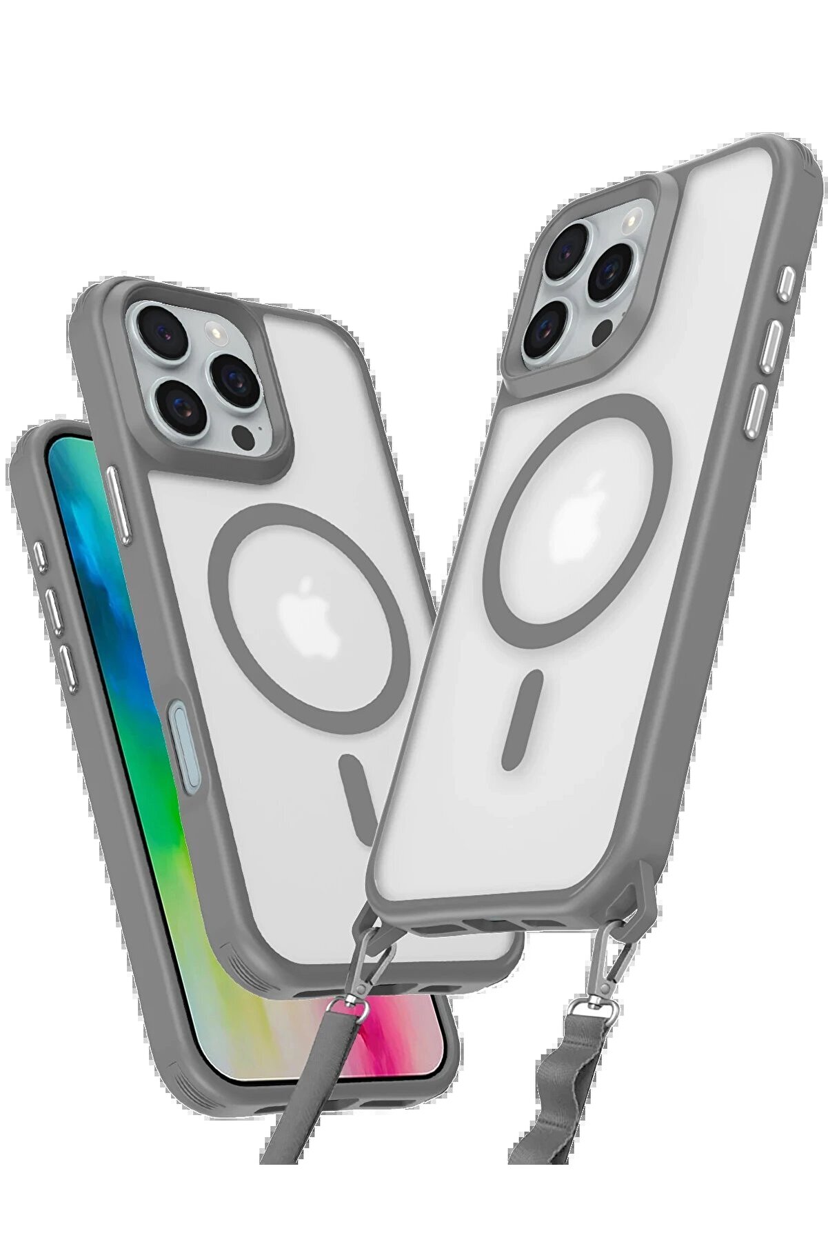 CepteToptan iPhone 16 Pro Max Kılıf Enka Magsafe Silikon Kılıf - Titan Gri - DROPX7695-6955