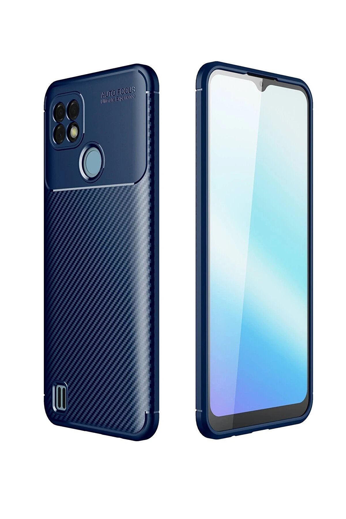 CepteToptan Realme C21 Kılıf Auto Focus Karbon Kapak - Lacivert - DROPX4119-8858
