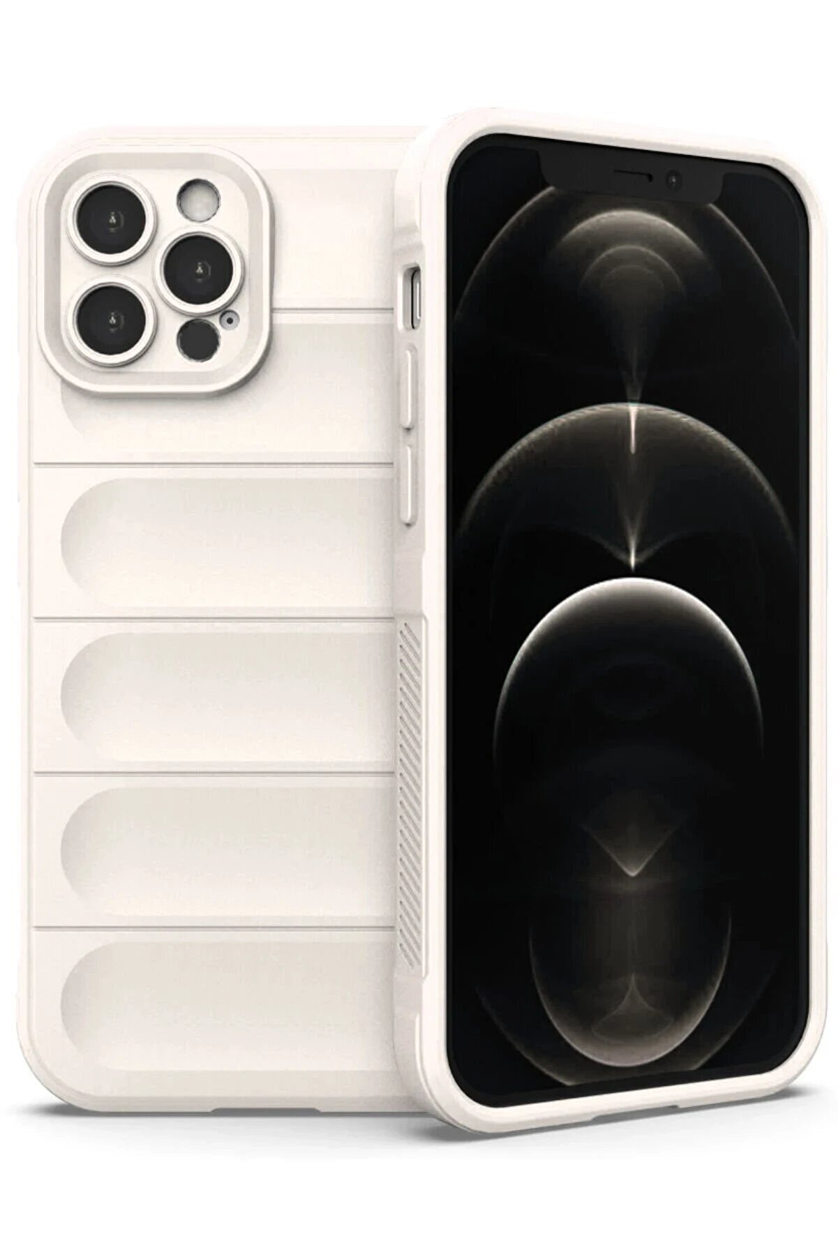 CepteToptan iPhone 12 Pro Max Kılıf Optimum Silikon - Krem - DROPX1951-2040